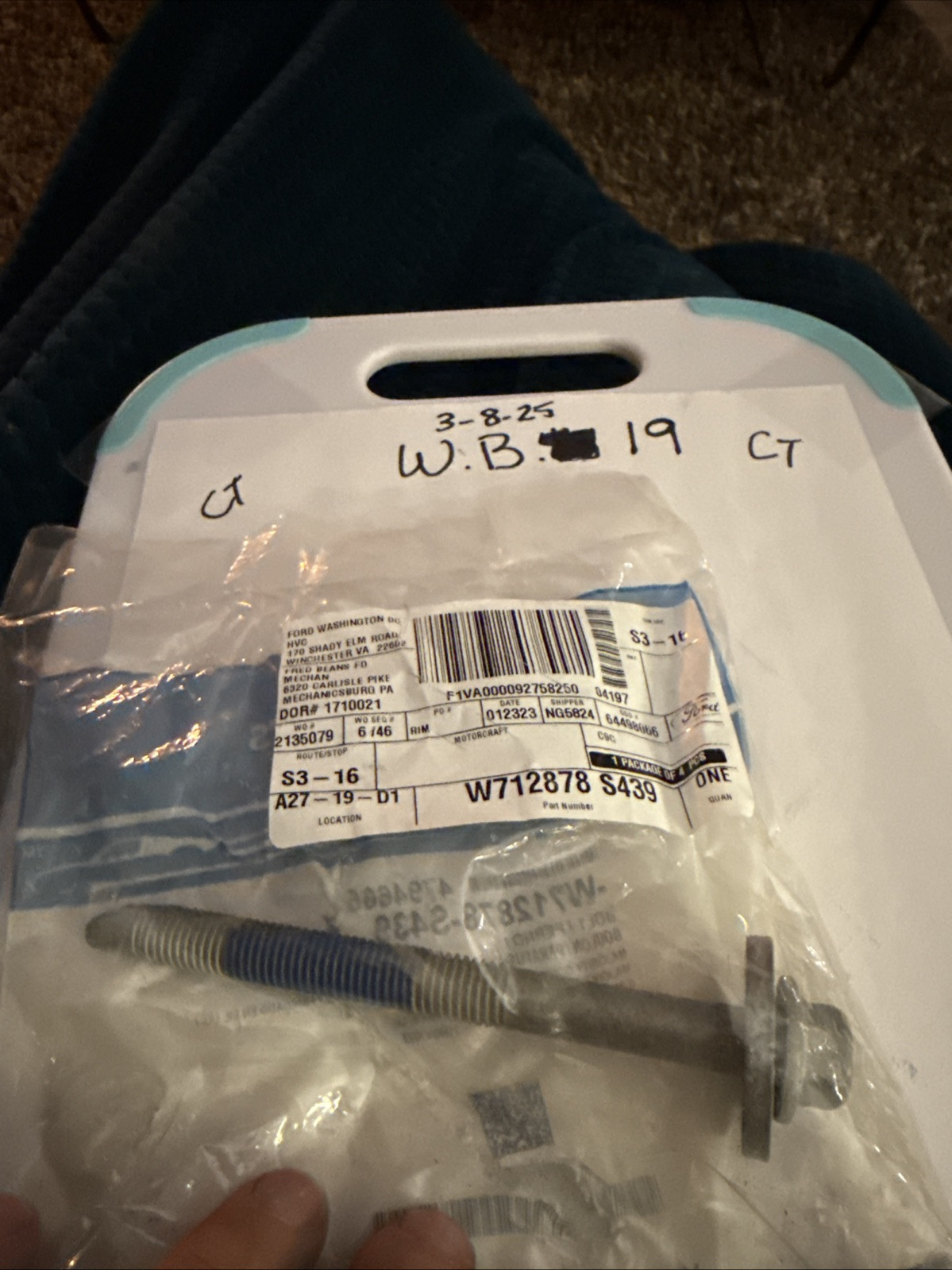 (1) 8-10 Ford Super Duty Frame Lower Insulato Bolt W712878S439 Sold Individually - Image 3