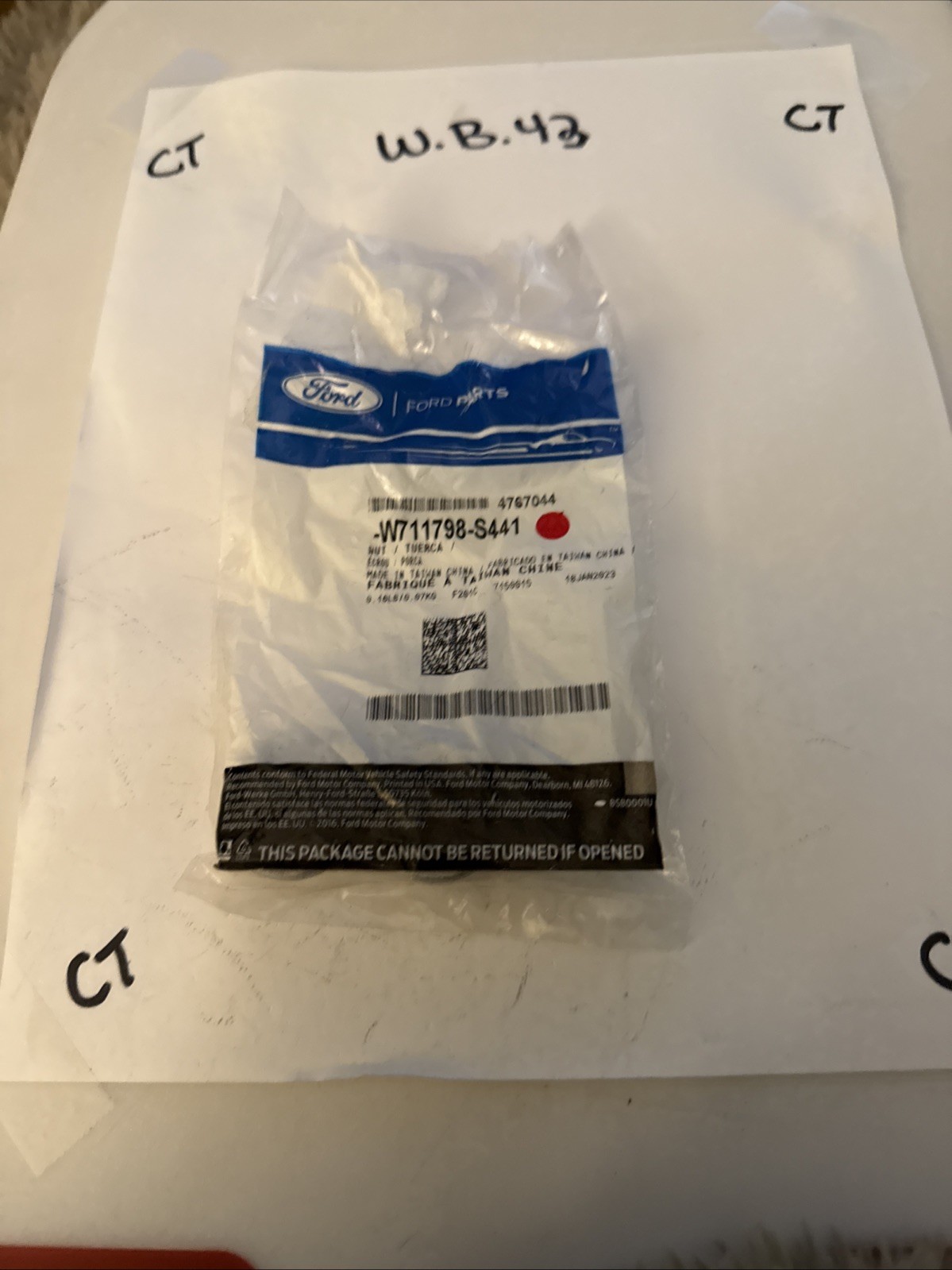 (1) Genuine Ford OE Nut - Hex. W711798-S441 Sold Individually