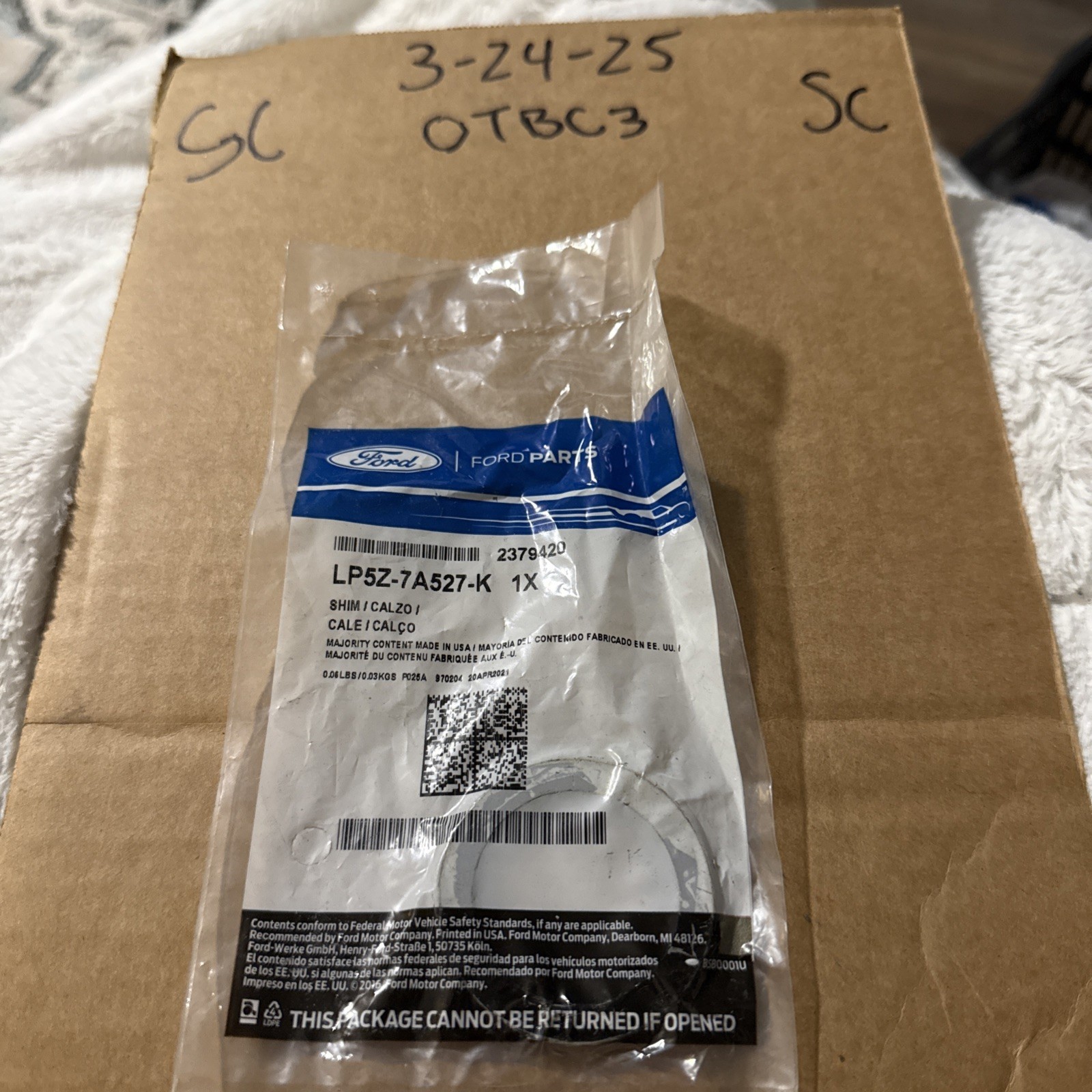 (1) Genuine Ford OE Plate LP5Z-7A527-K