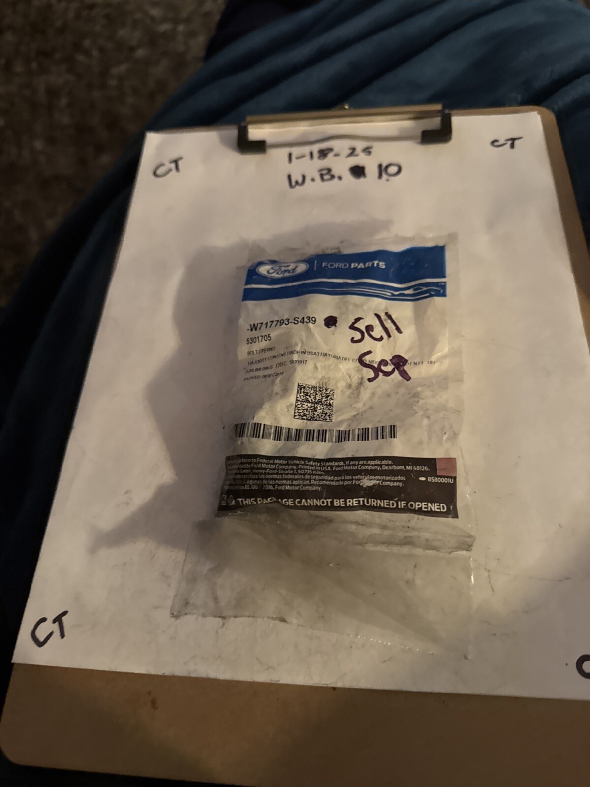 (1) Genuine Ford Side Rail Assembly Bolt W717793-S439 Sold Individually