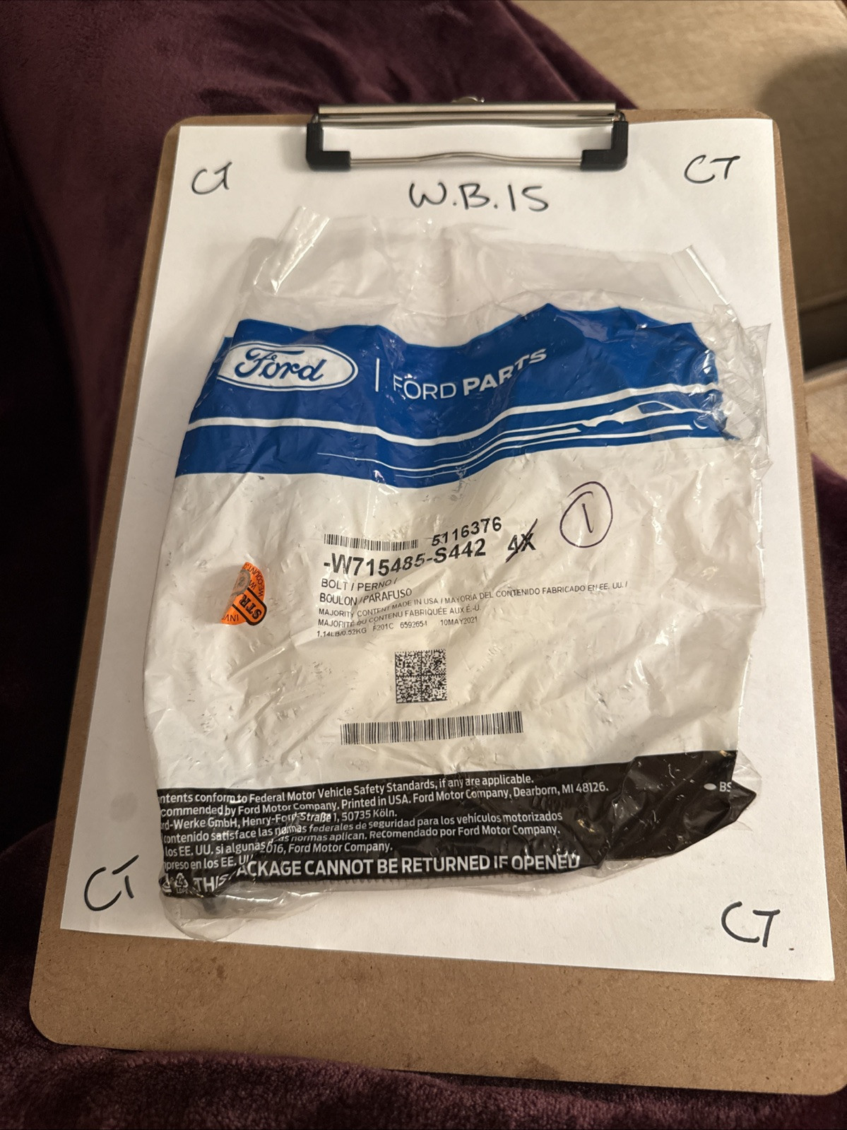 (1) Genuine Ford Suspension Cross-Member Bolt W715485-S442 Sold Individually - Image 3