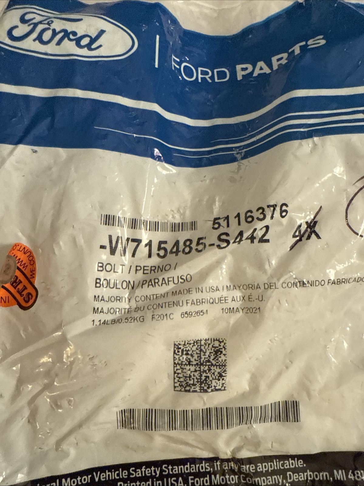 (1) Genuine Ford Suspension Cross-Member Bolt W715485-S442 Sold Individually - Image 4