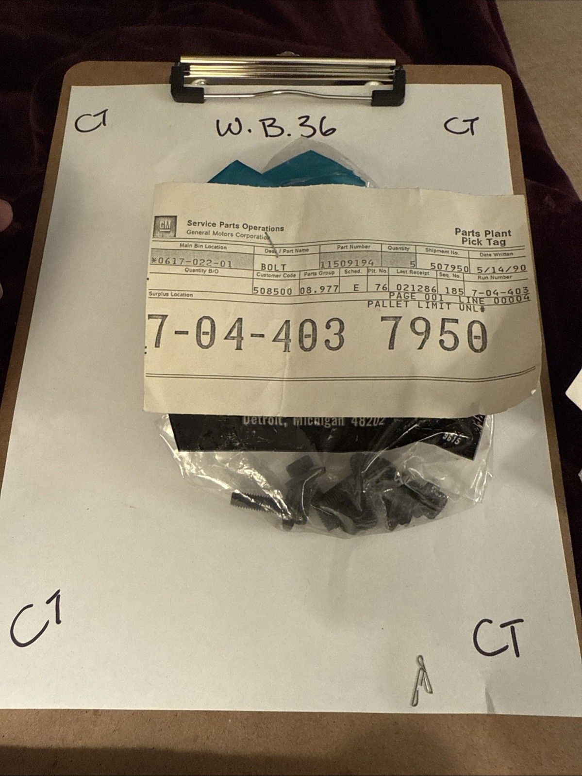 (1) Gm Bolt 11509194 Sold Individually