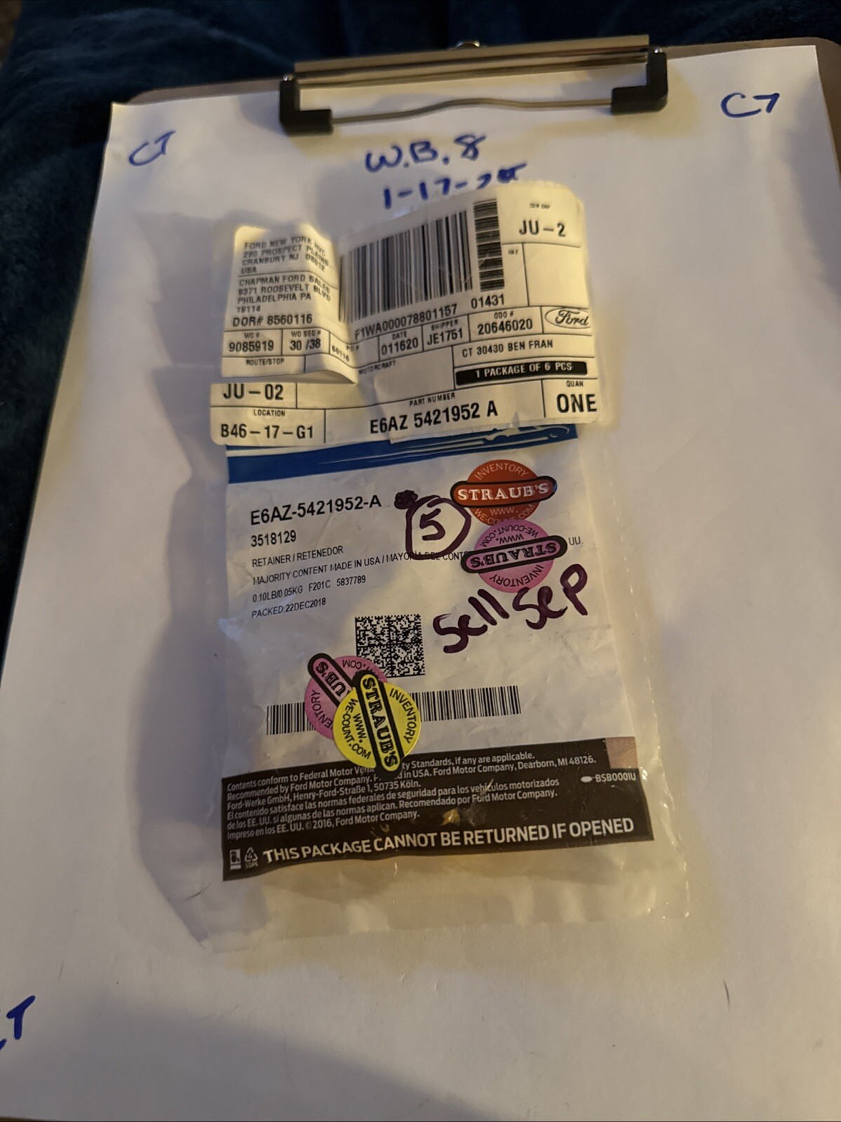 (1) NOS Ford Door Latch Rod Retainer - 1986-89 Mustang E6AZ-5421952-A Sell Sep - Image 3