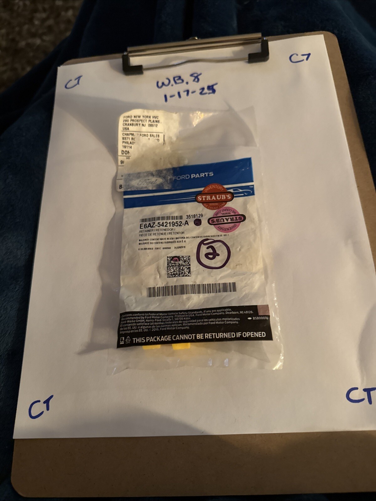 (1) NOS Ford Door Latch Rod Retainer - 1986-89 Mustang E6AZ-5421952-A Sell Sep