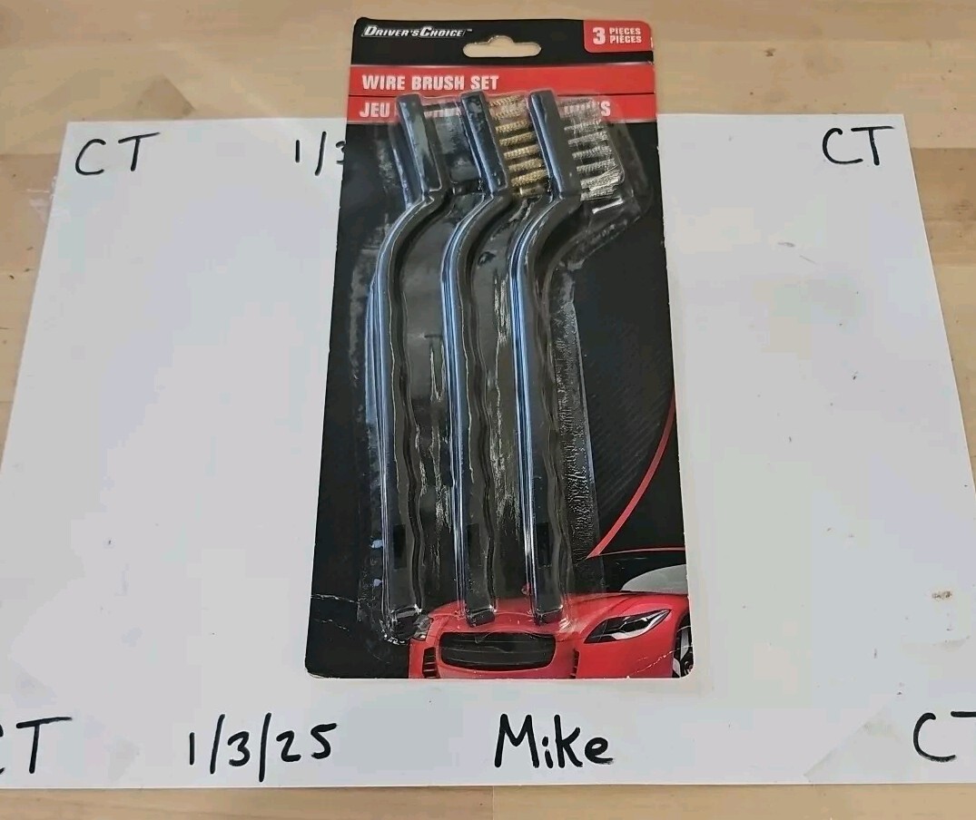 3 Piece Mini Steel Wire Brush Set Detailing Metal Paint Rust Remover