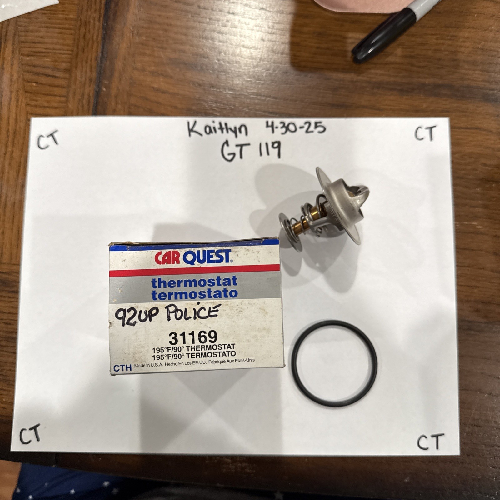 31169 Car Quest Engine Coolant Thermostat