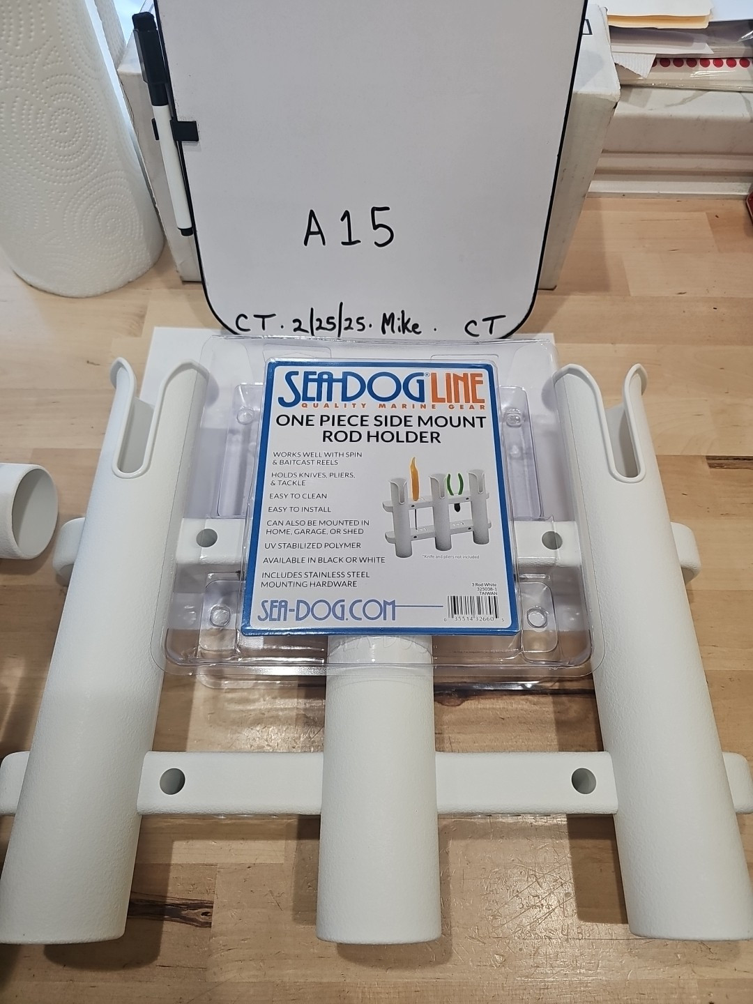 325038-1 Sea-Dog Three Pole Rod Storage Rack - White