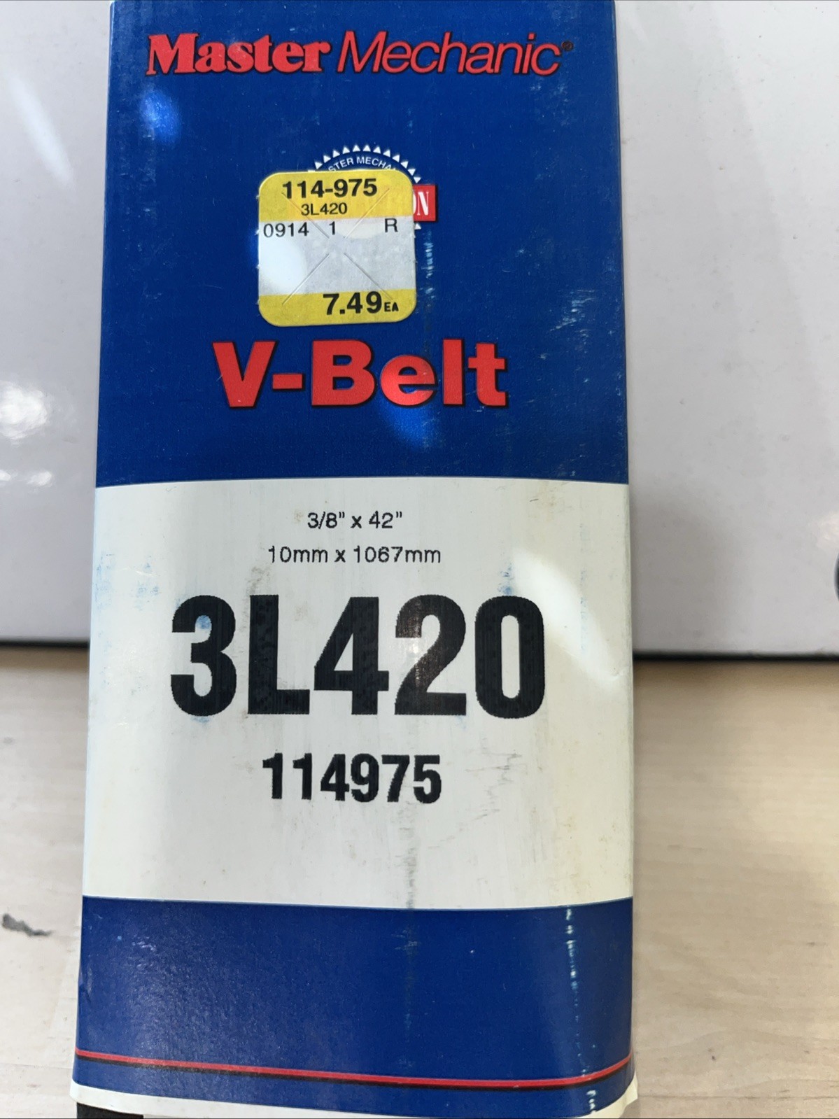 Brand New!! Master Mechanic V-Belt 114975 3L420 3/8" x 42" - Image 3