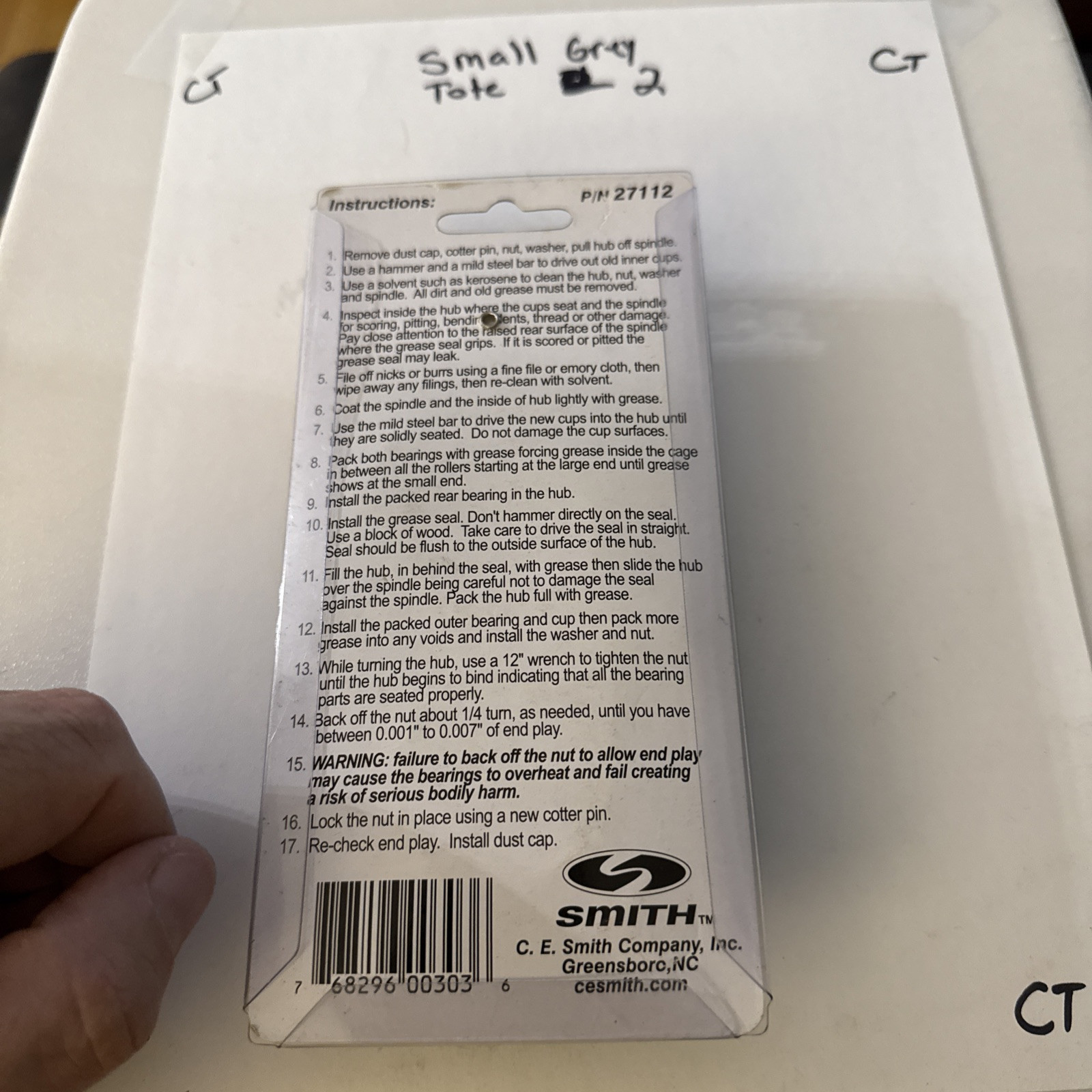 CE Smith 27112 Trailer Bearing Kit 1-1/16" Straight Spindle NEW - Image 3