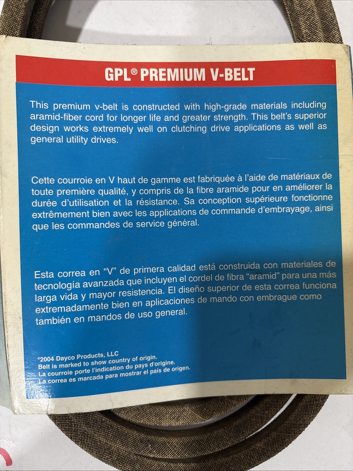 Dayco GPL Premium L478 Utility V Belt - Image 4