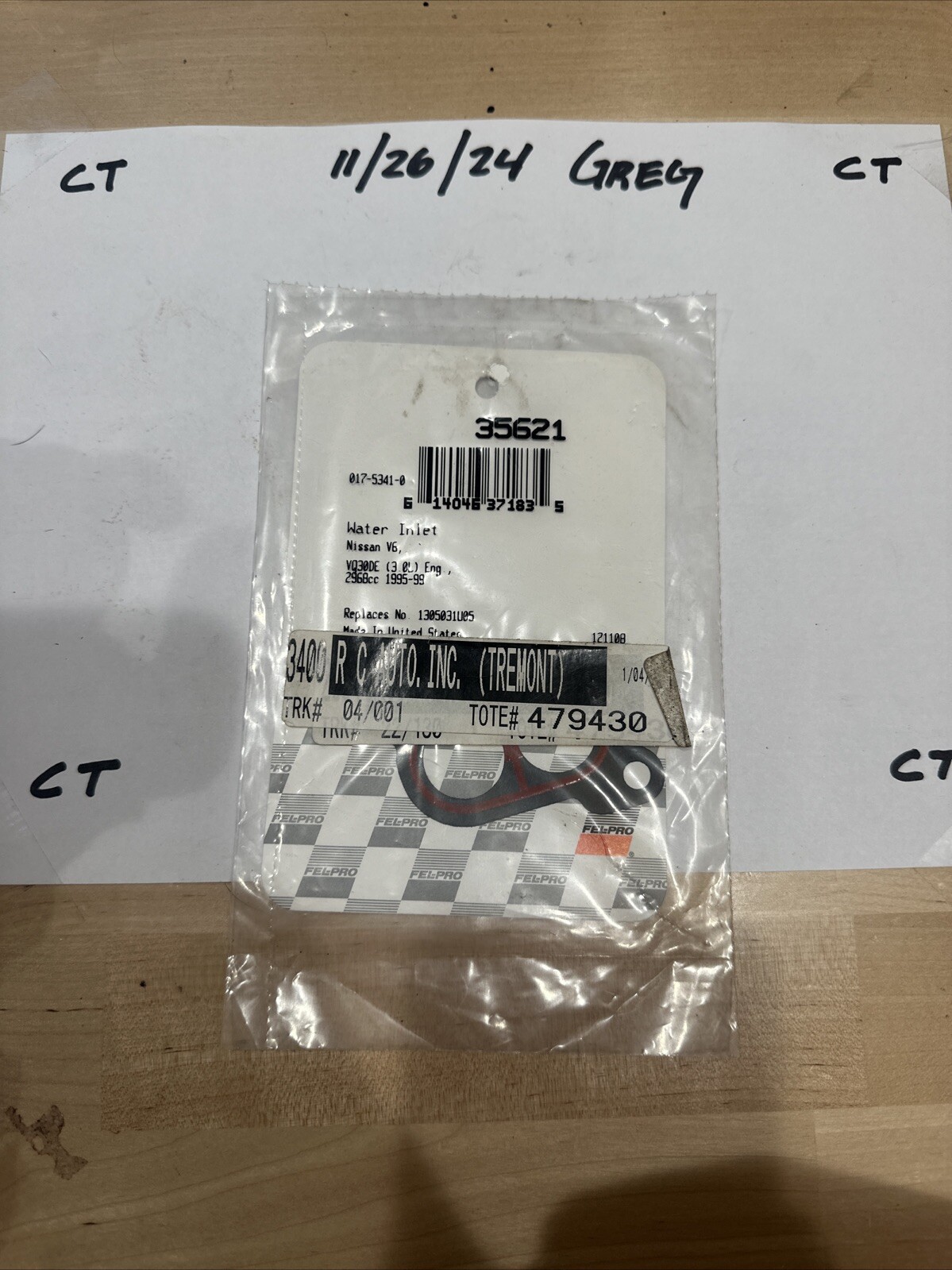 Engine Coolant Water Inlet Gasket Fel-Pro 35621