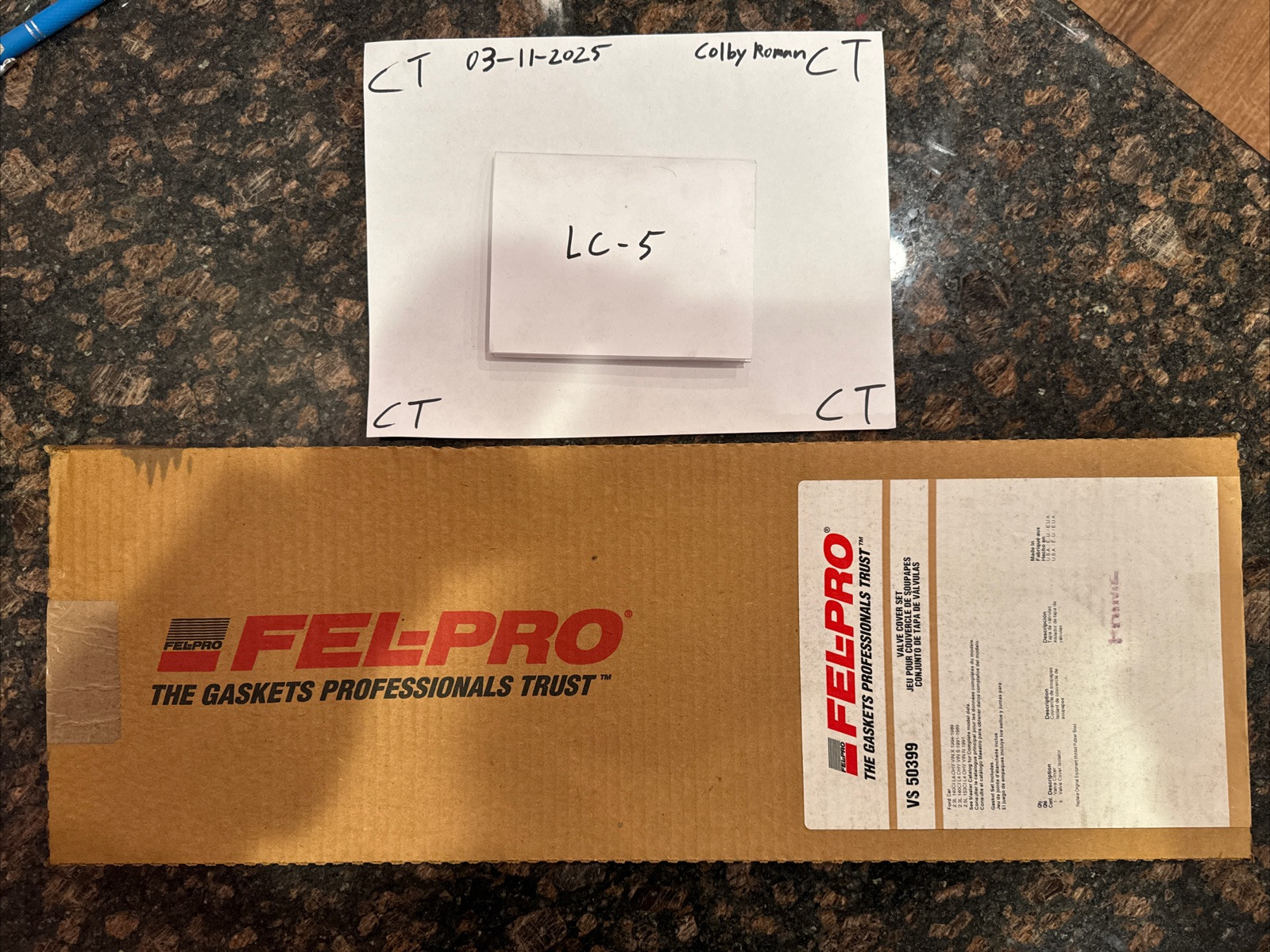 Engine Valve Cover Gasket Set Fel-Pro VS 50399, VS50339.