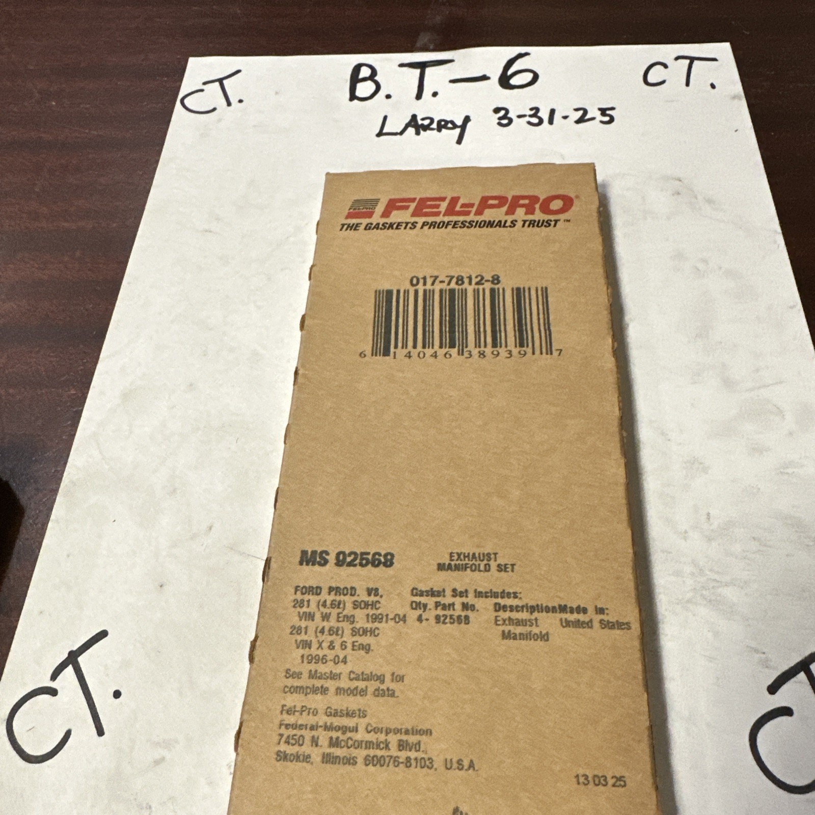 Fel Pro MS 92568 Exhaust Manifold Gasket Set