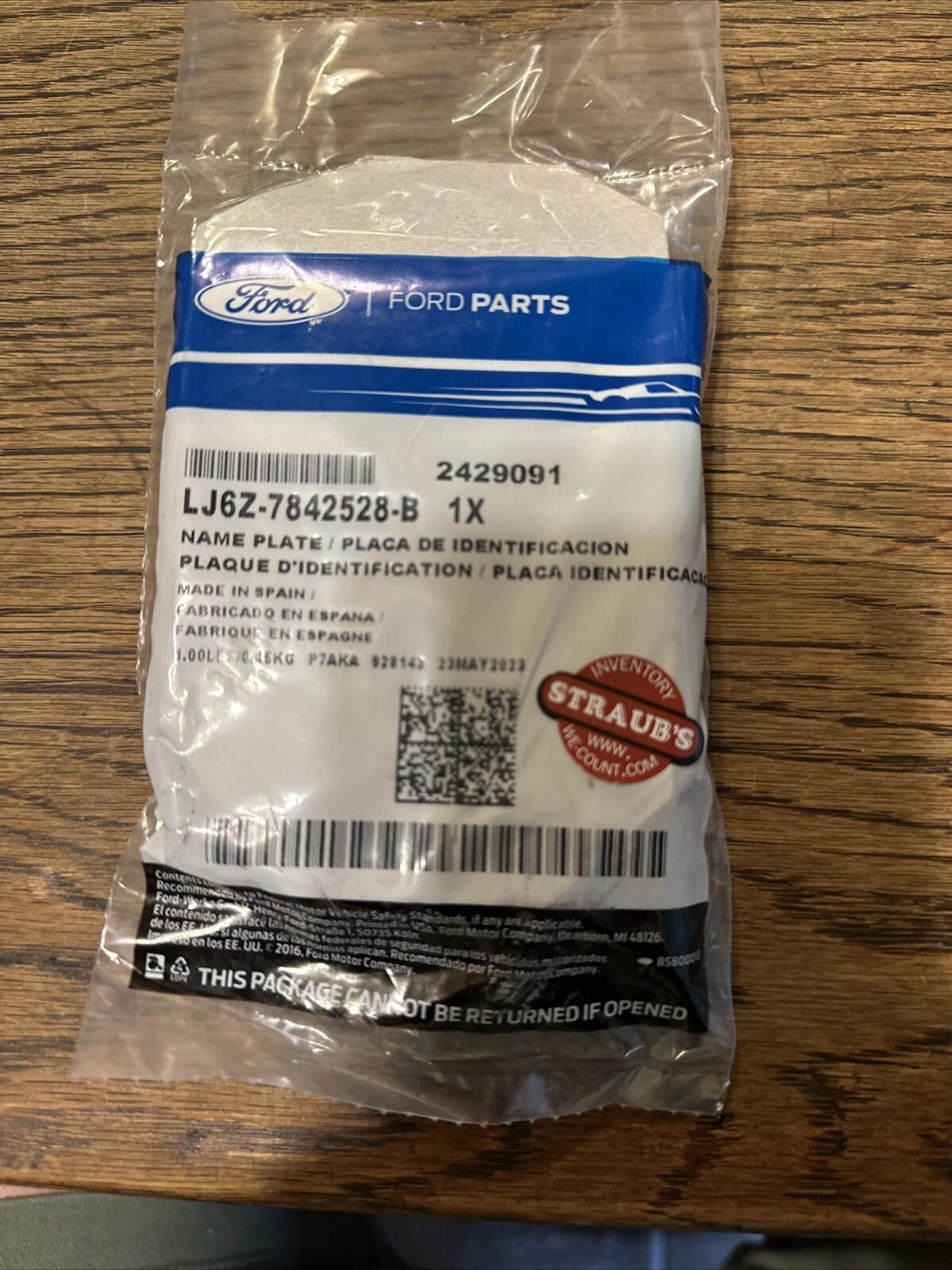 Ford Name Plate LJ6Z-7842528-B New & Sealed - Vehicle Fit Listed