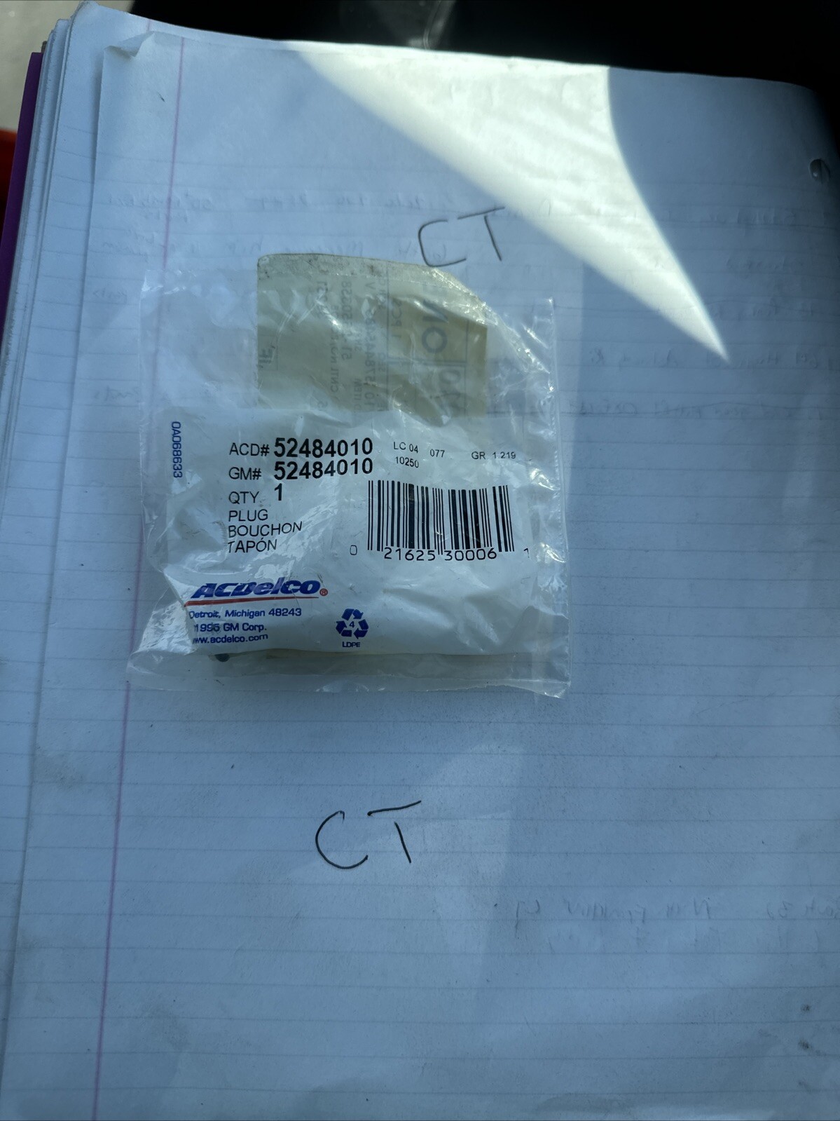 GENUINE GM 52484010 ACDELCO RADIATOR DRAIN PLUG