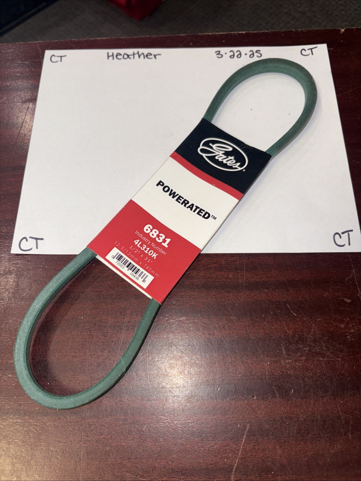 Gates 6831 PoweRated Belt 1/2" x 31" industry Number 4L310K