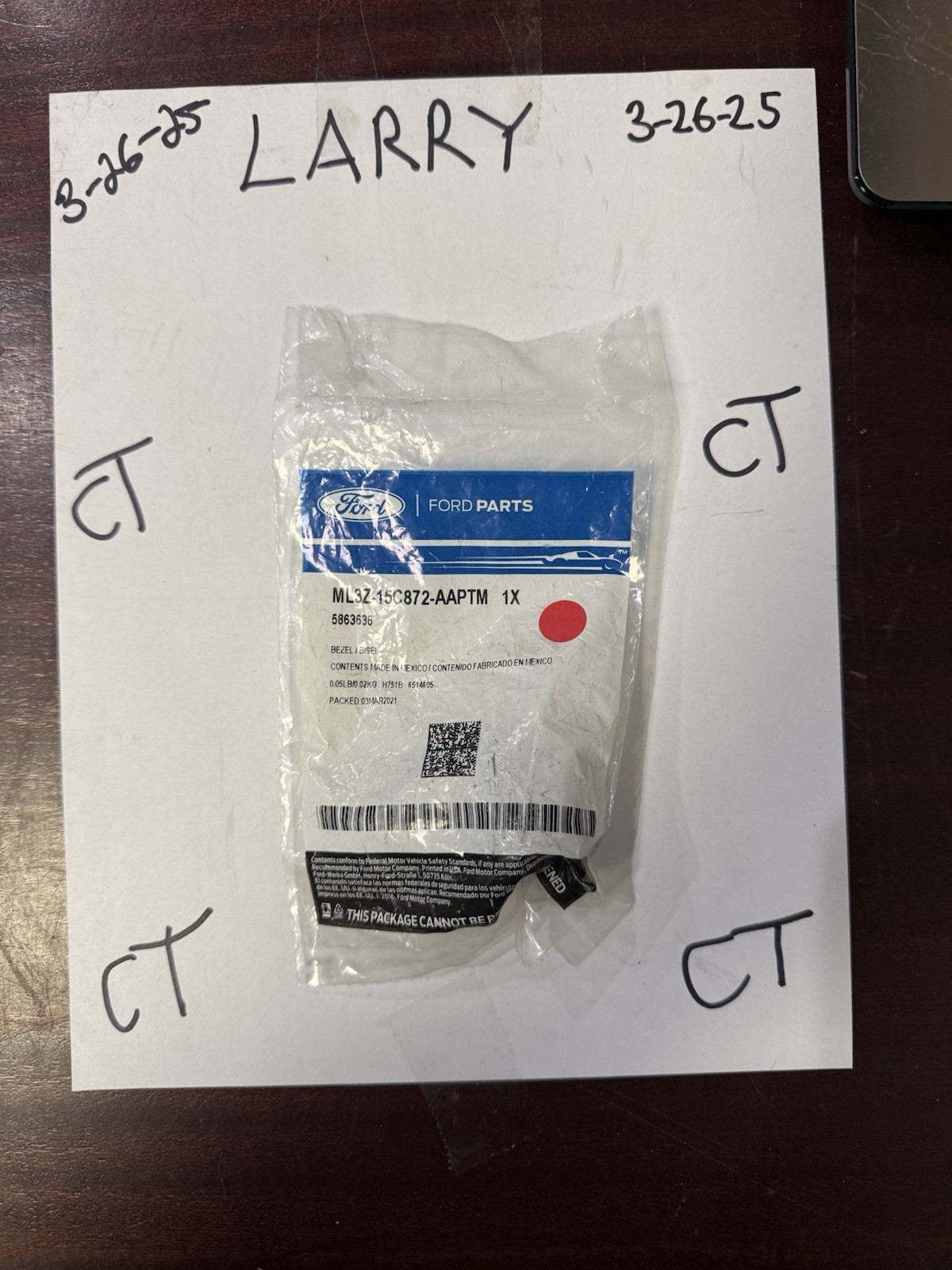 Genuine Ford Auto Park Sensor Retainer ML3Z-15C872-AAPTM