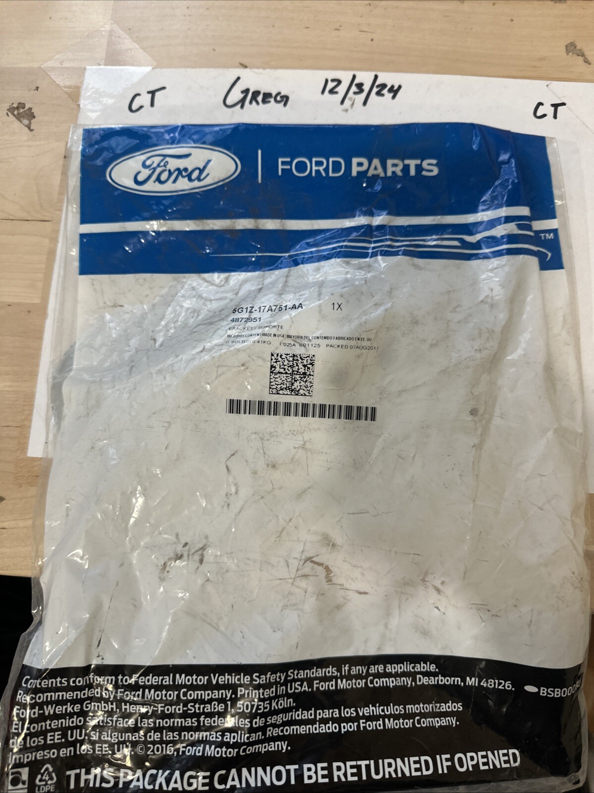 Genuine Ford Bumper Bracket 5G1Z*17A751*AA