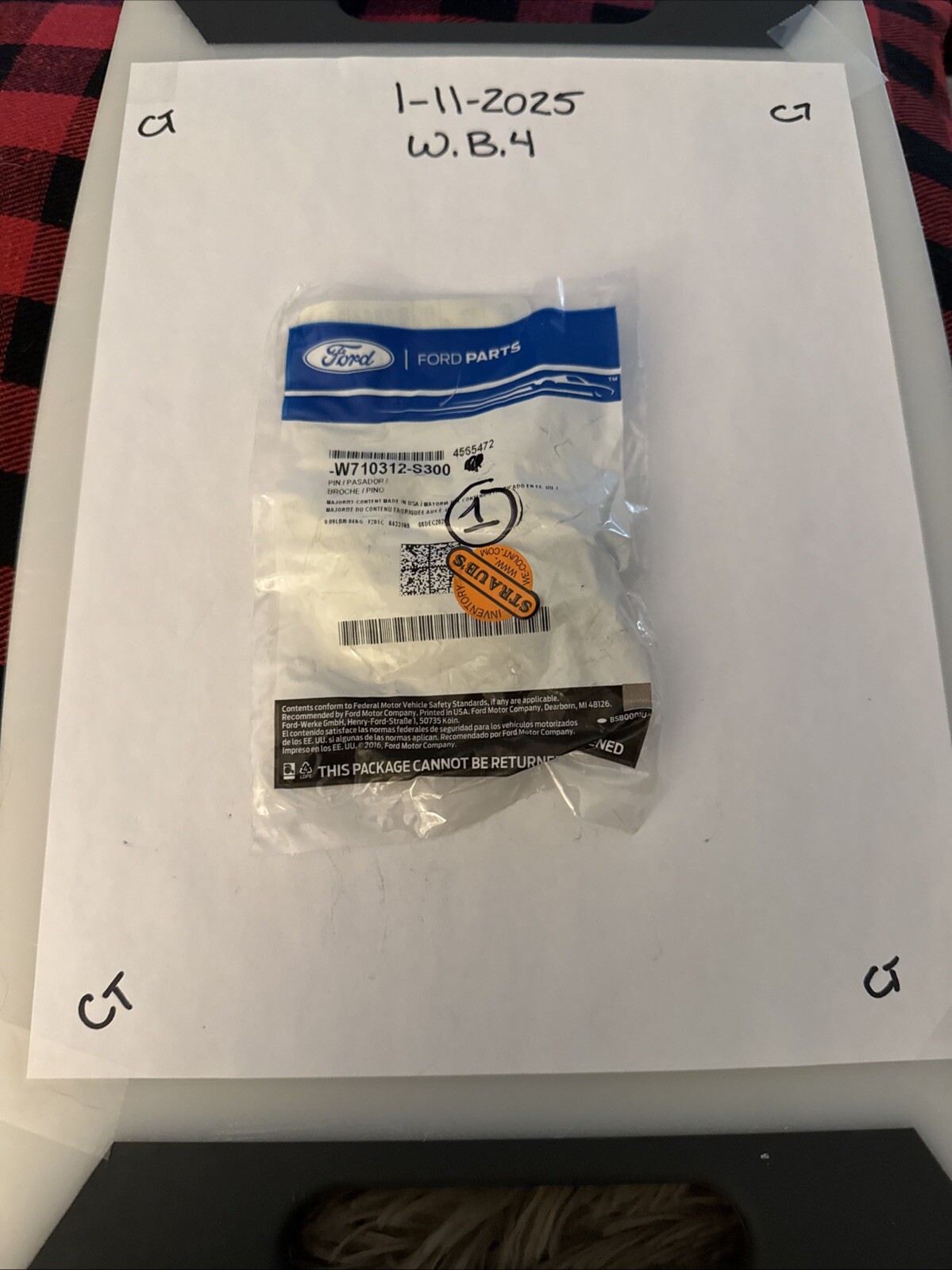 Genuine Ford Cowl Grille Pin W710312-S300