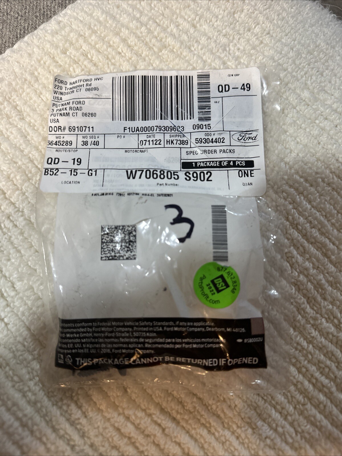 Genuine Ford Fender Liner Screw -W706805-S902(3) Screws