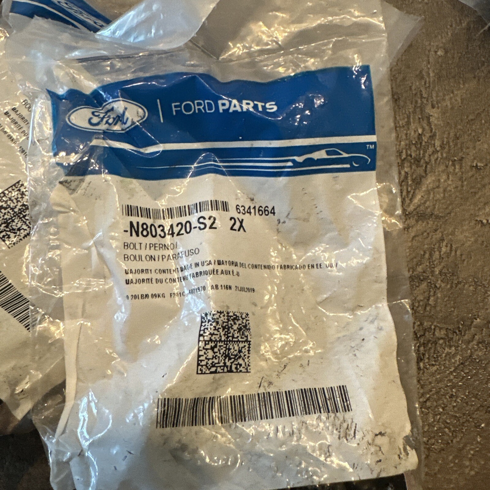 Genuine Ford N803420-S2 Exhaust Manifold Bolt Fits on 1983-2001 Ford, 2 Pack