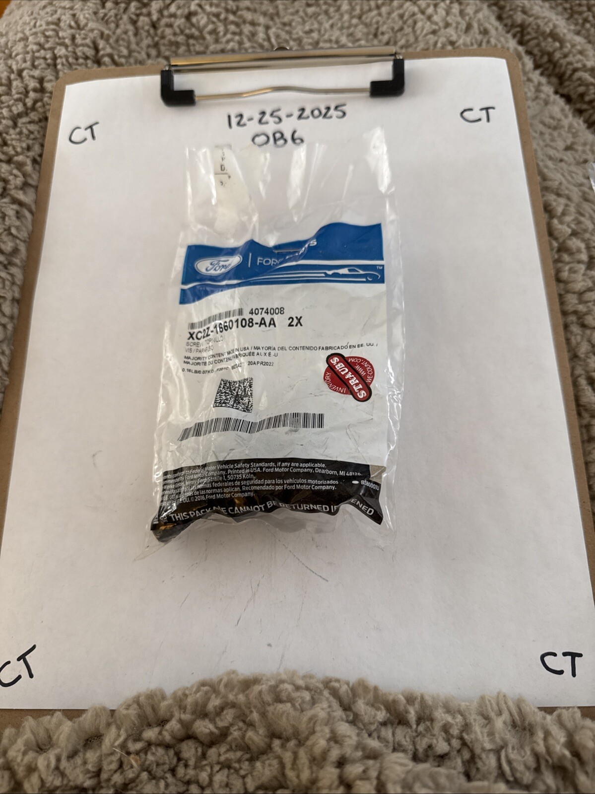 Genuine Ford OE Screw - Pan Head - Self-Tappin XC2Z-1660108-AA (2) Bolts