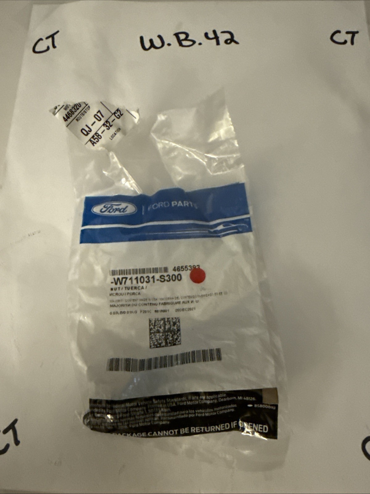 Genuine Ford OEM NOS W711031S300