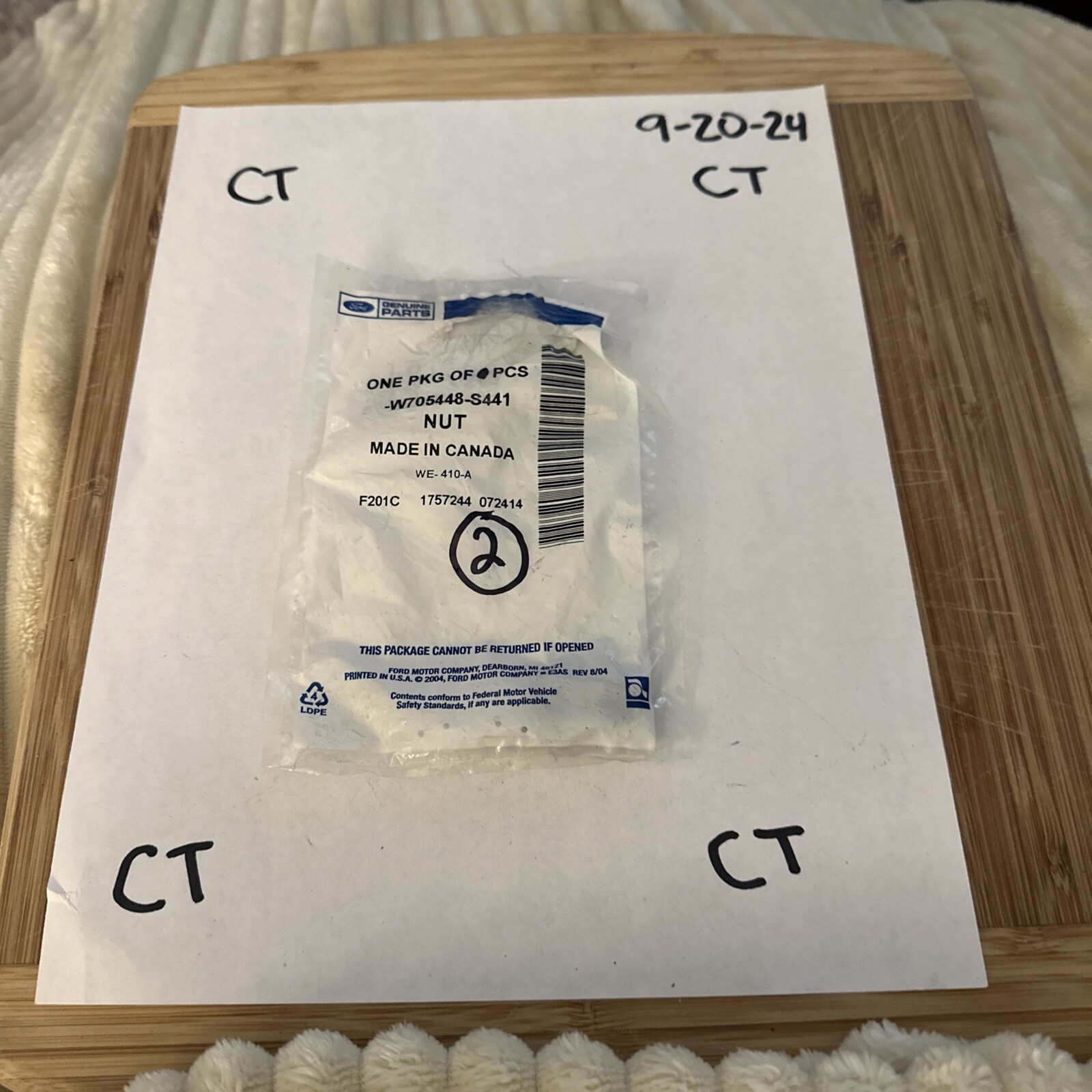 Genuine Ford OEM W705448-S441 Nut - Package Of 2 Nut As Pictured