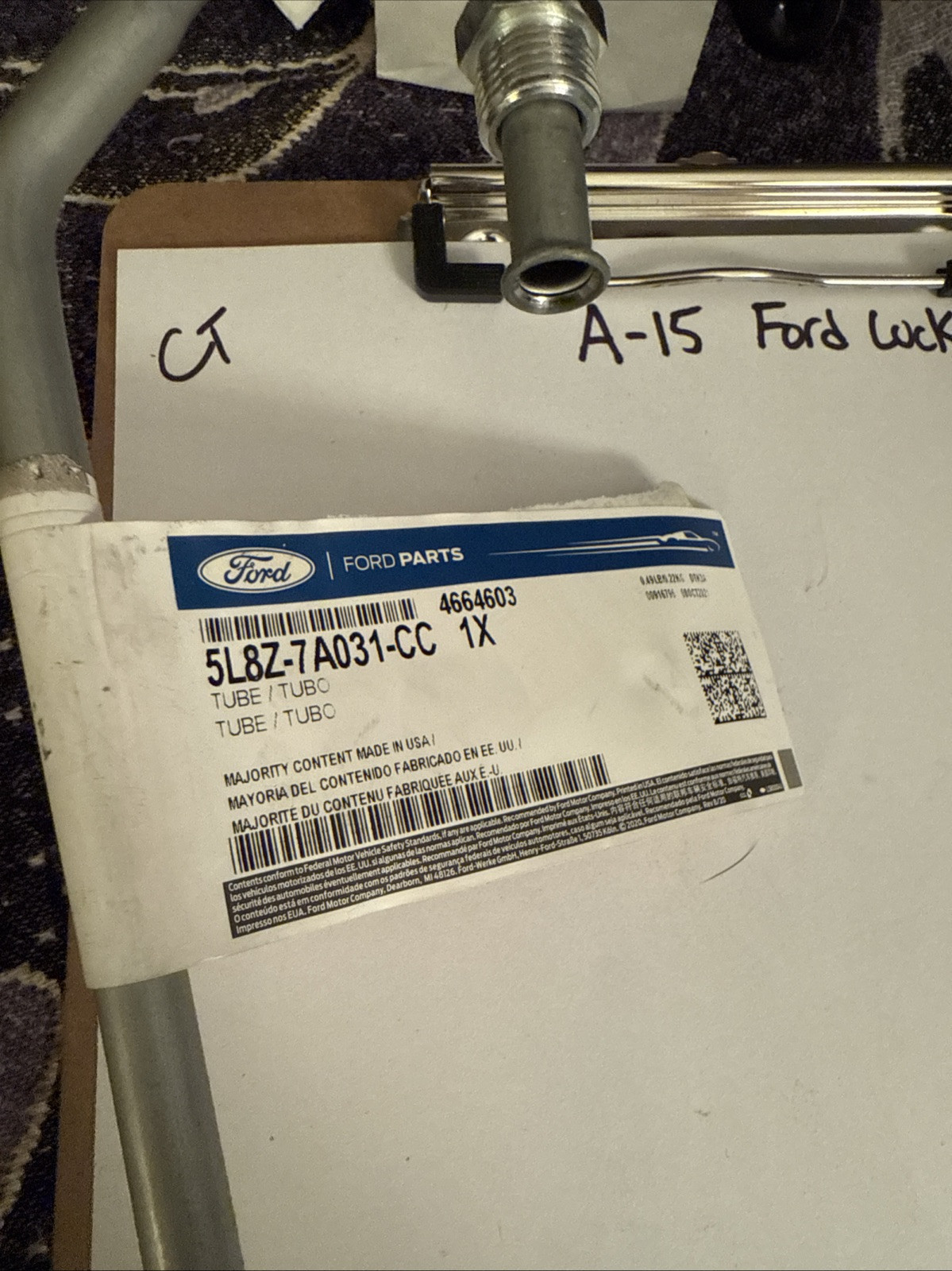 Genuine Ford Tube - Oil Cooler 5L8Z-7A031-CC - Image 3