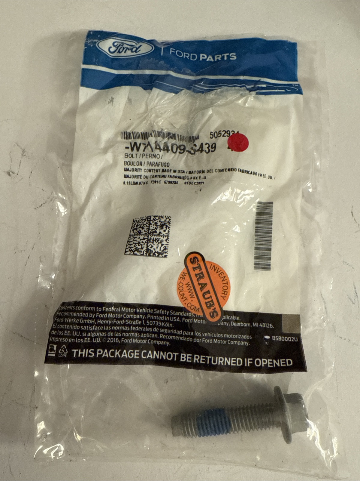 Genuine Ford Upper Shaft Bolt -W714409-S439 - Image 3