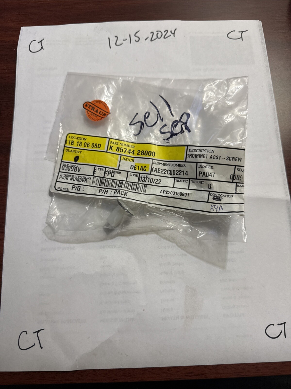 Genuine Kia Interior Quarter Panel Trim Panel Grommet 85744-28000