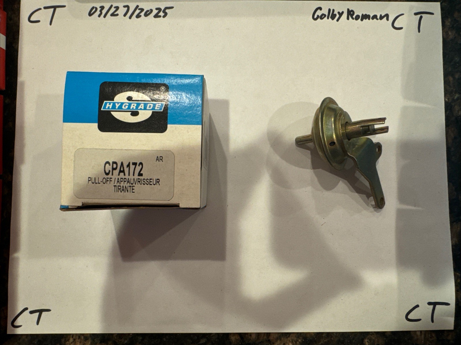 Hygrade CPA-172 Choke Pull Off Assembly - C100