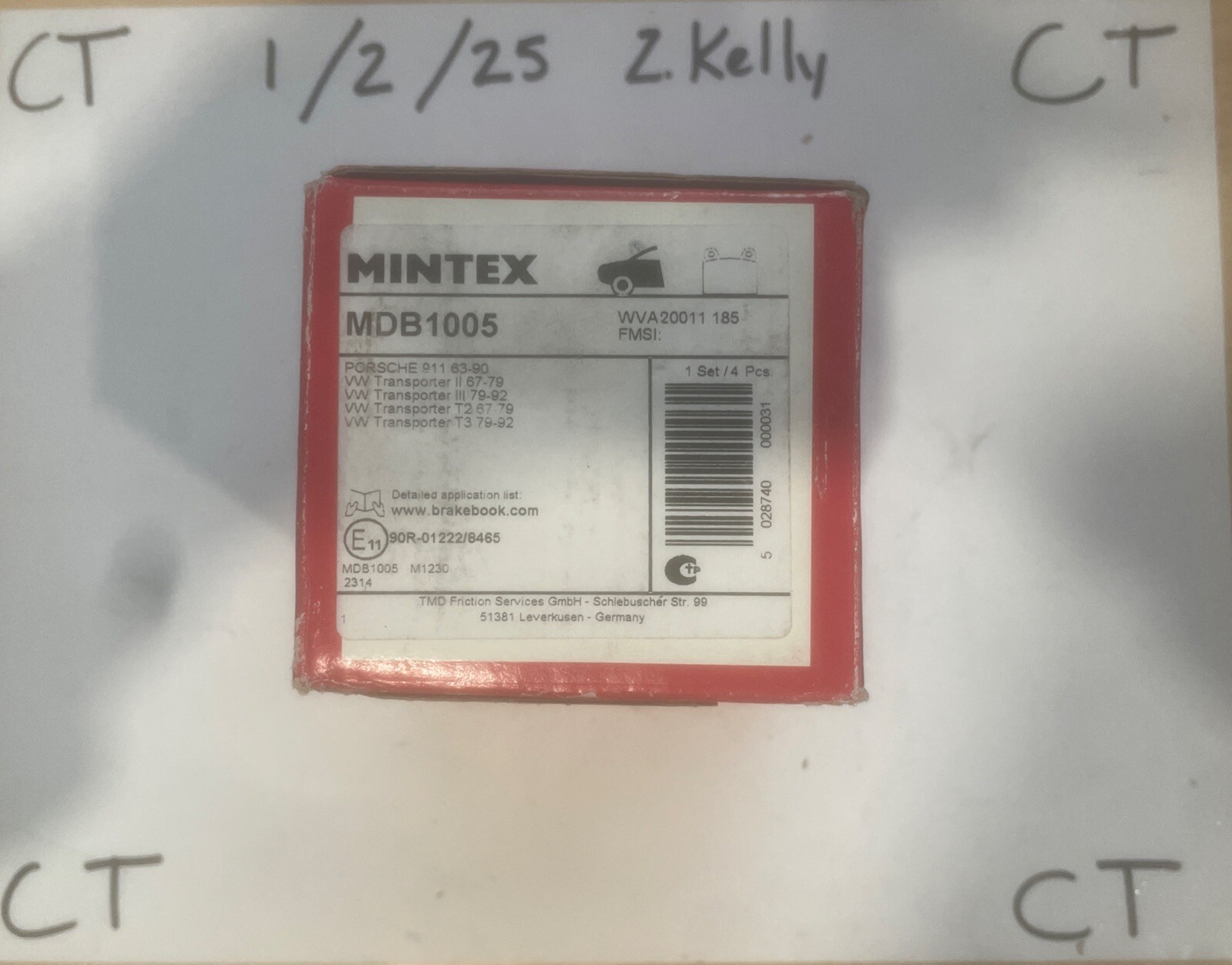 MINTEX Red Box WVA2001185 Front Brake Pad Set Porsche, VW Bus, VW Caravelle, New