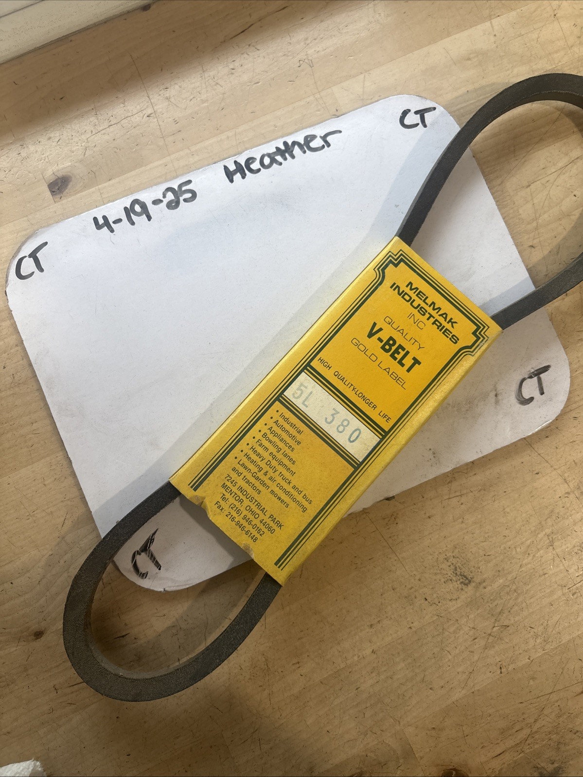 Melmak Industries Gold Label V-Belt 5L-380