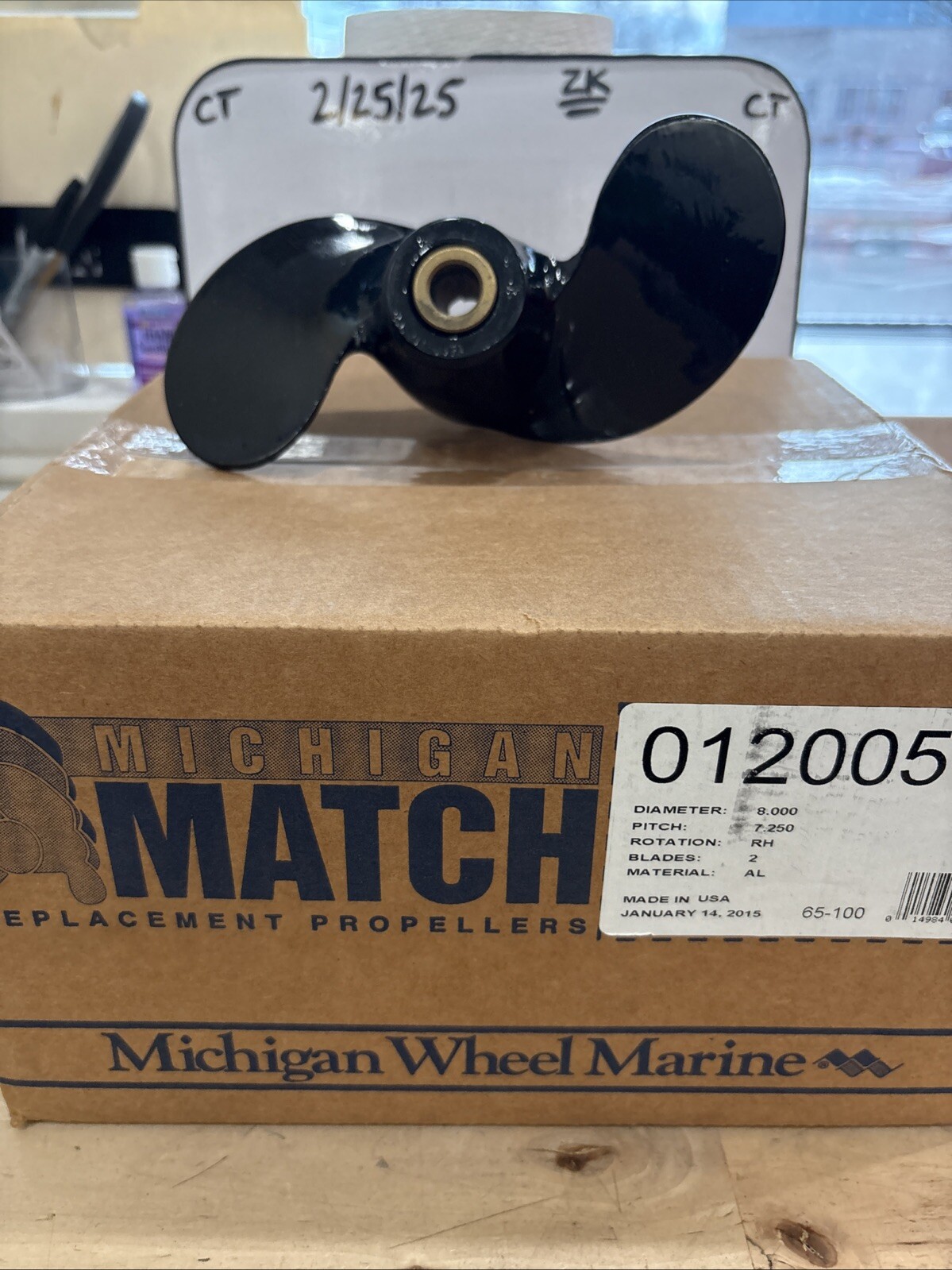 Michigan Match 012005 8 x 7 1/4 Aluminum Prop Evinrude Johnson 6-15HP Pin Drive - Image 3