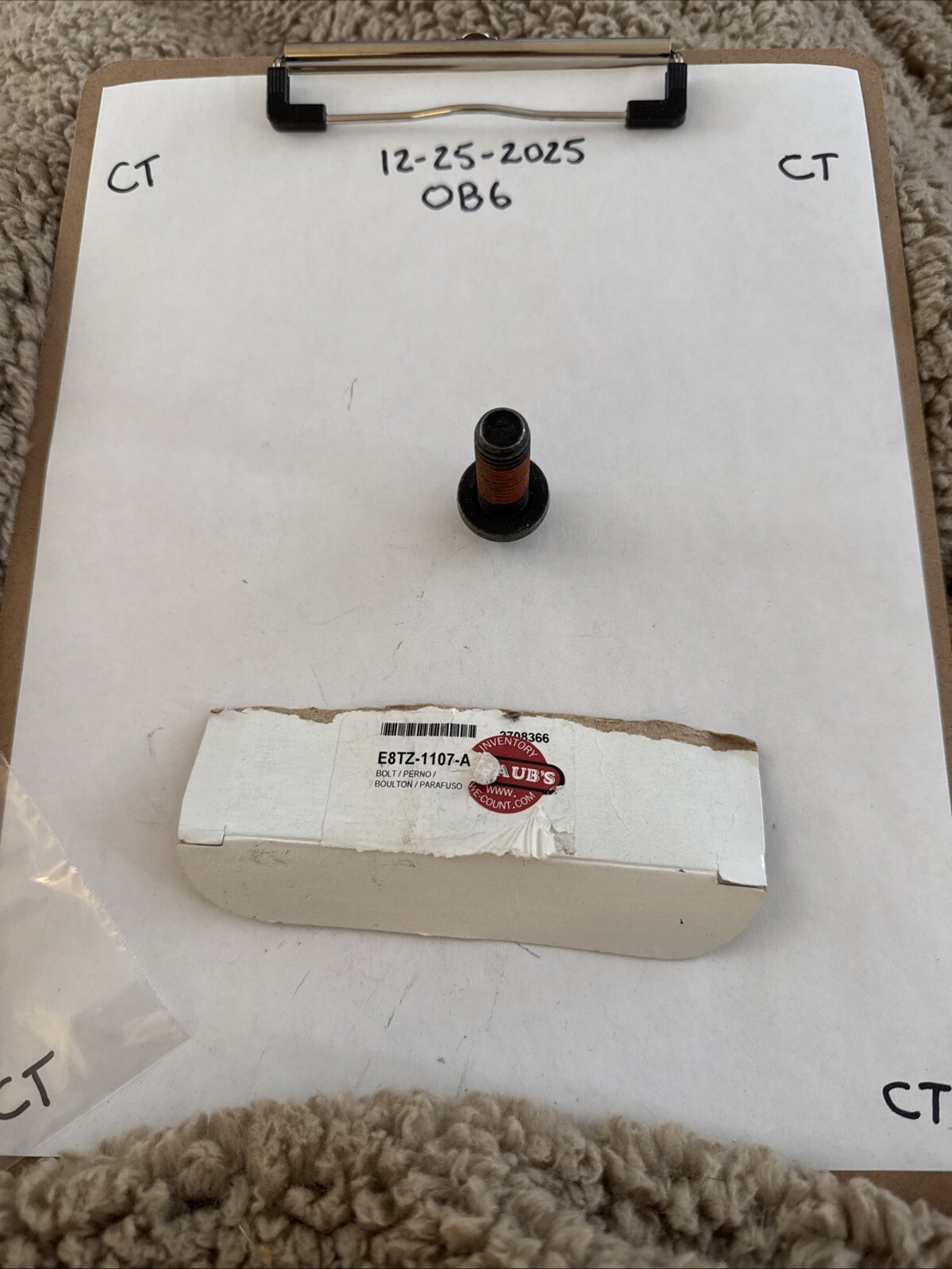 NEW GENUINE FORD (1) BOLT E8TZ-1107-A Sell Individually