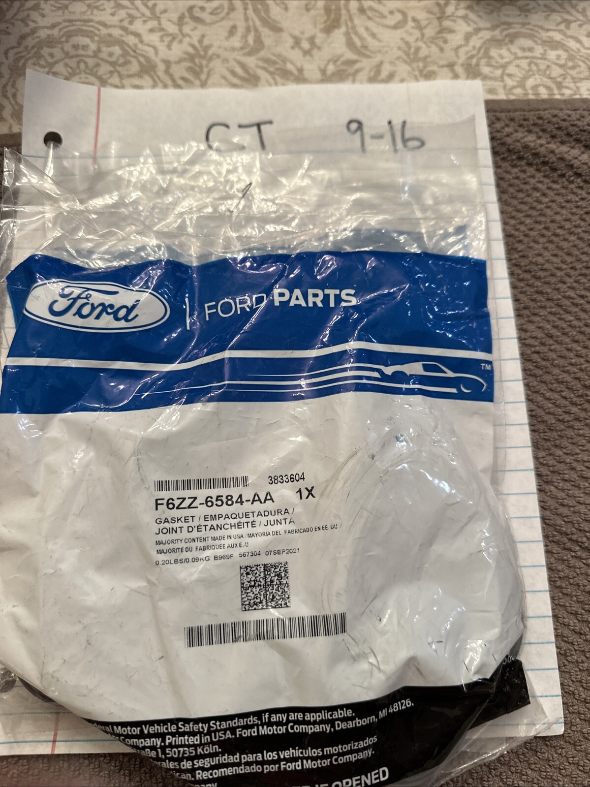 NEW OEM Ford Single Genuine F6ZZ-6584-AA Engine Valve Cover Gasket V6