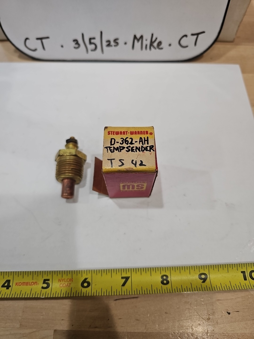 NOS Vintage Stewart-Warner Temp Sender Unit Sending D-362-AH 240 F 1/2"NPT - Image 3