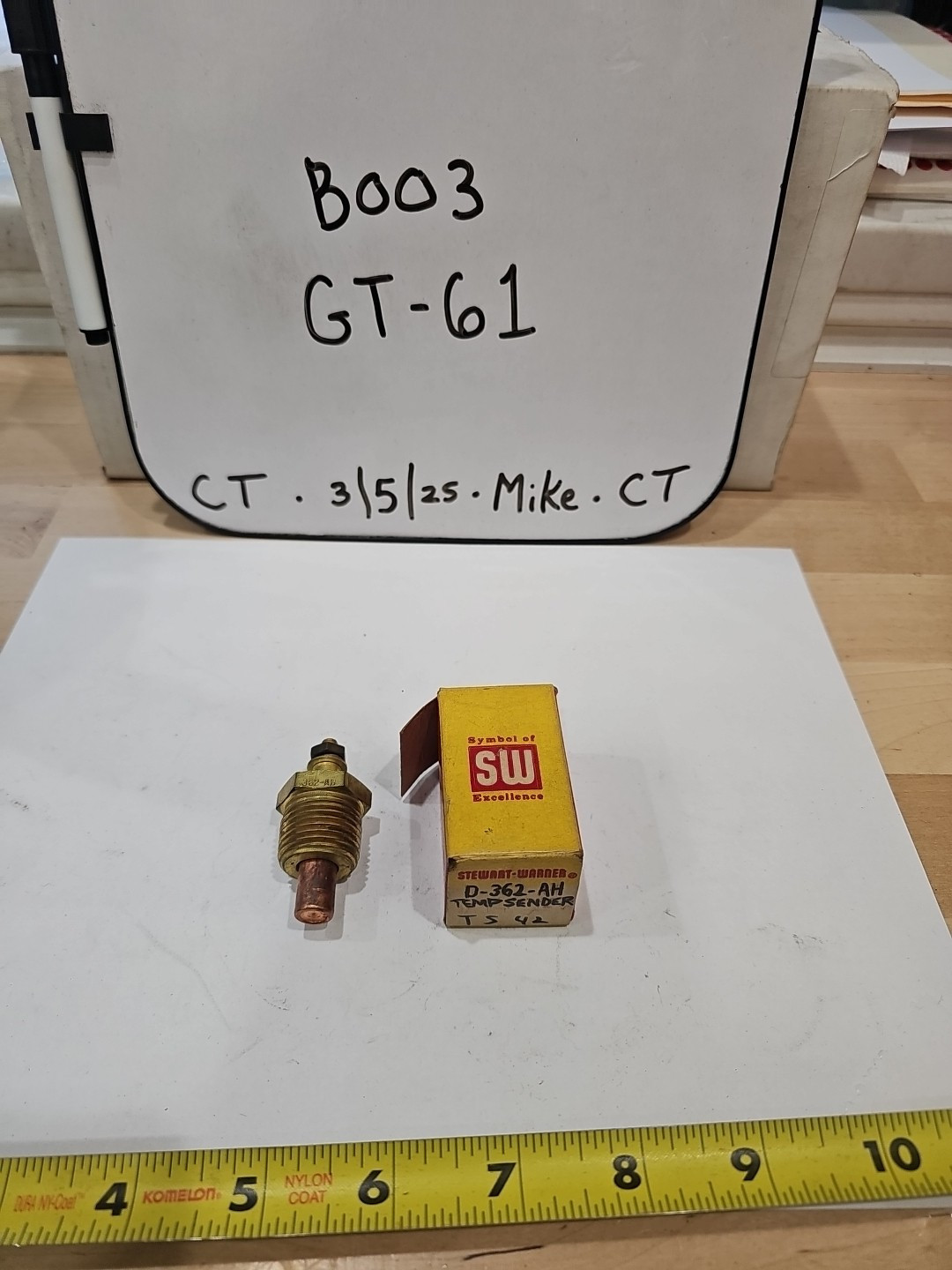 NOS Vintage Stewart-Warner Temp Sender Unit Sending D-362-AH 240 F 1/2"NPT