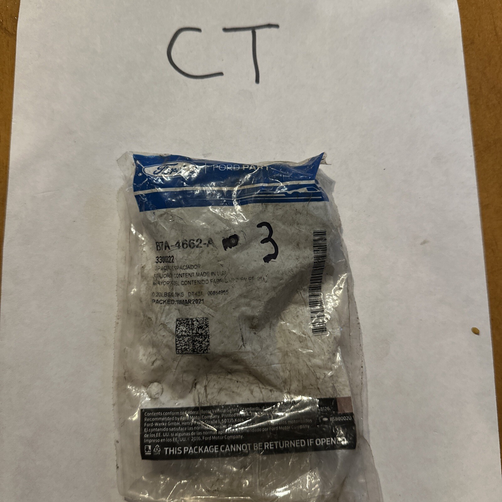 New Genuine Ford Spacer - (3) Pinion Bearing B7A4662A / B7A-4662-A OEM