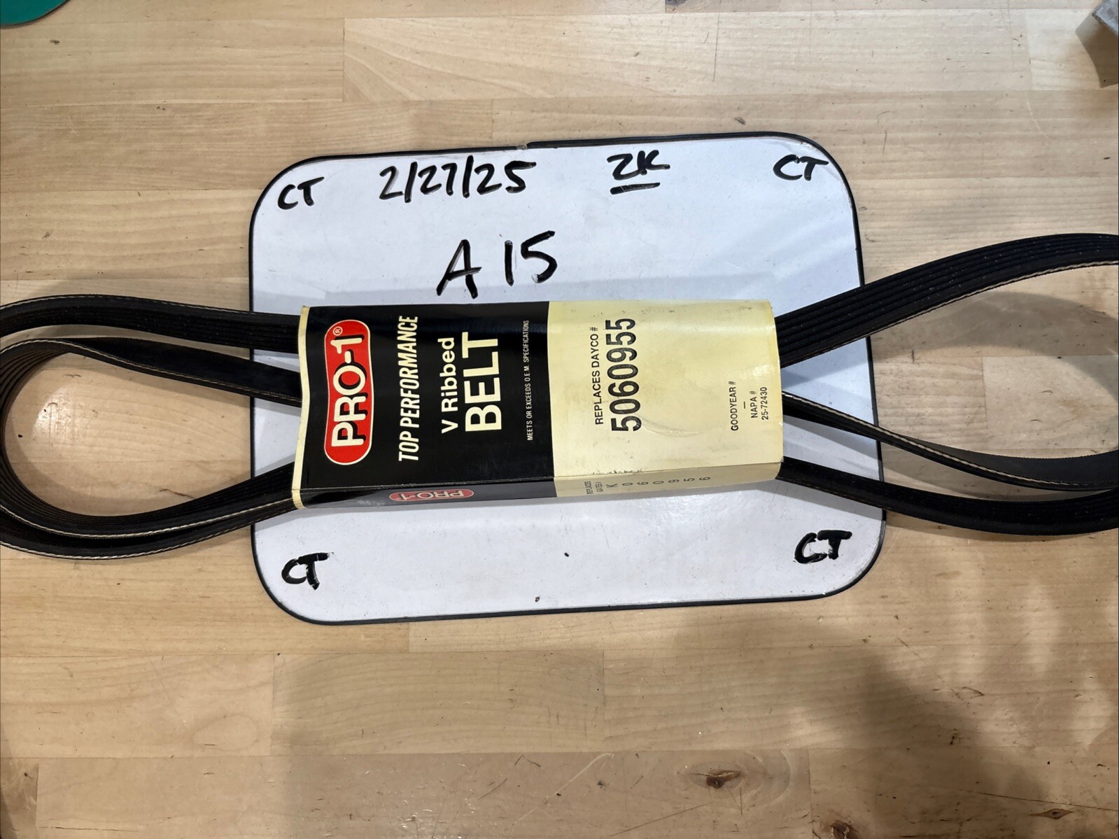 Pro-1 V Ribbed Serpentine Belt Replaces Dayco 5060955 & K060956