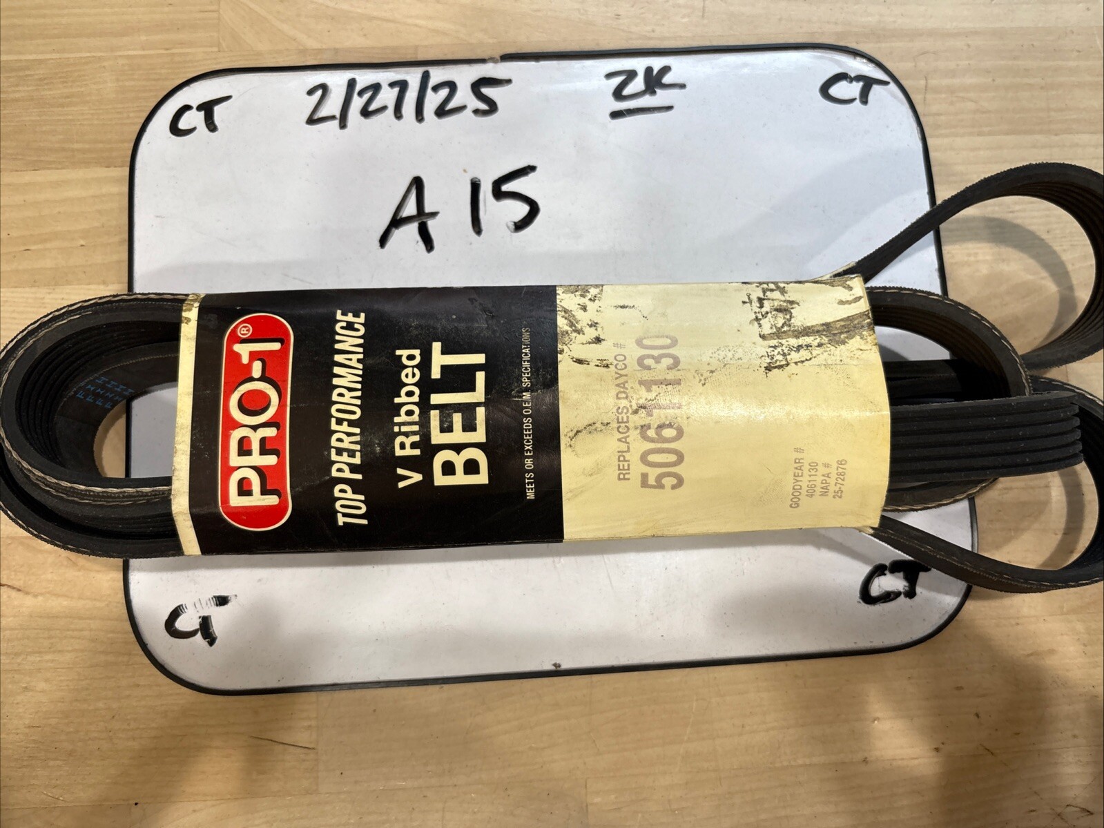 Pro-1 V Ribbed Serpentine Belt Replaces Dayco 5061130 & K061130