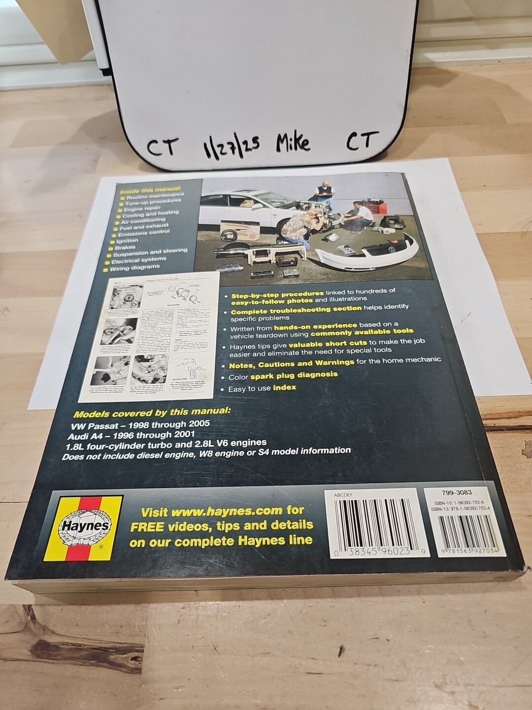 Repair Manual Haynes 96023 Volkswagen Passat 1998 thru 2005 Audi A4 1996 thru 01 - Image 3