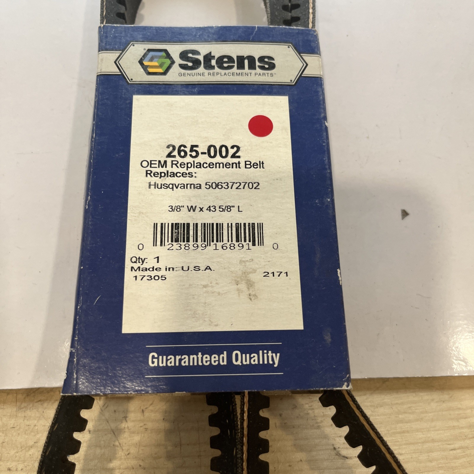 Stens 265-002 Replacement Belt -Husqvarna 506372702 - Image 3