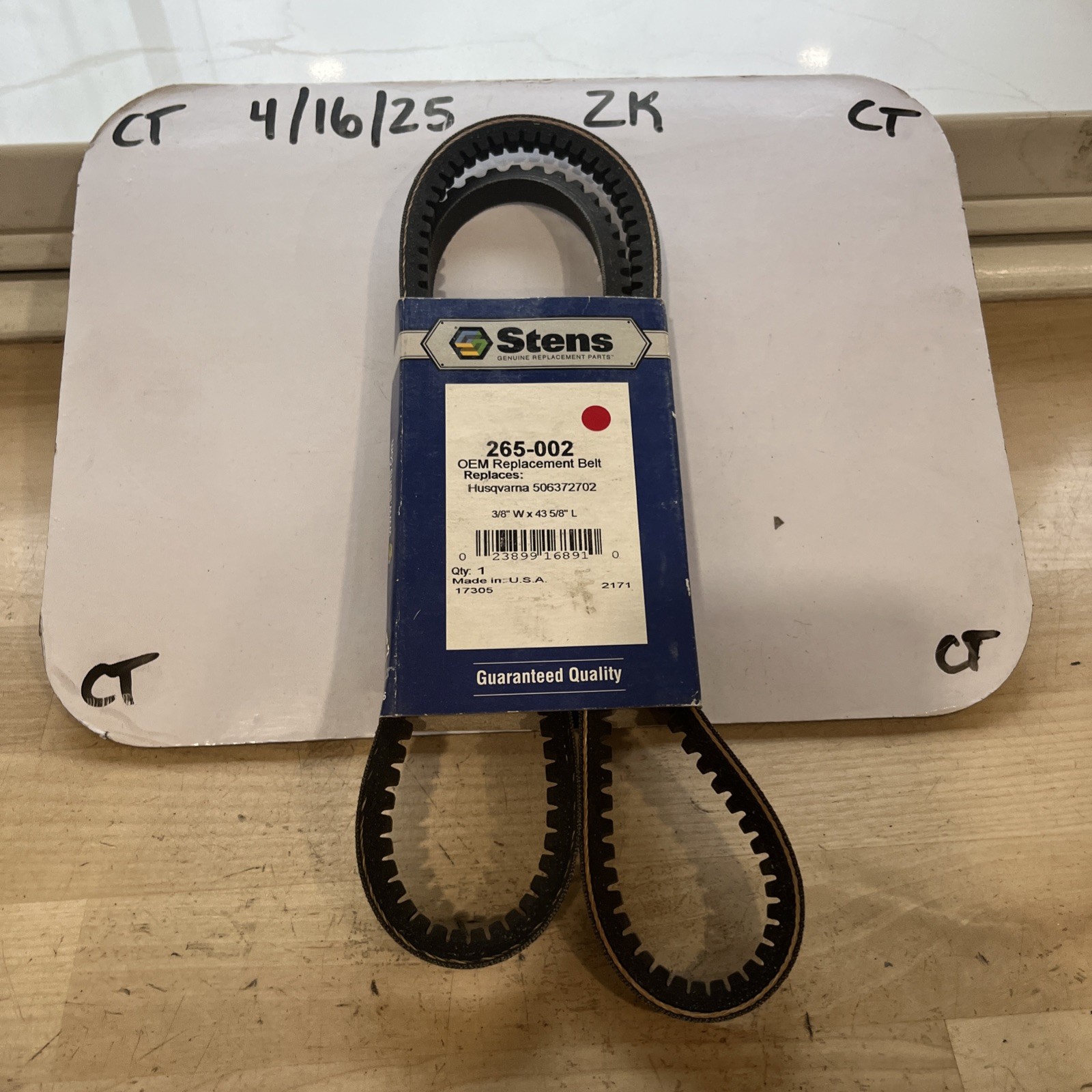 Stens 265-002 Replacement Belt -Husqvarna 506372702