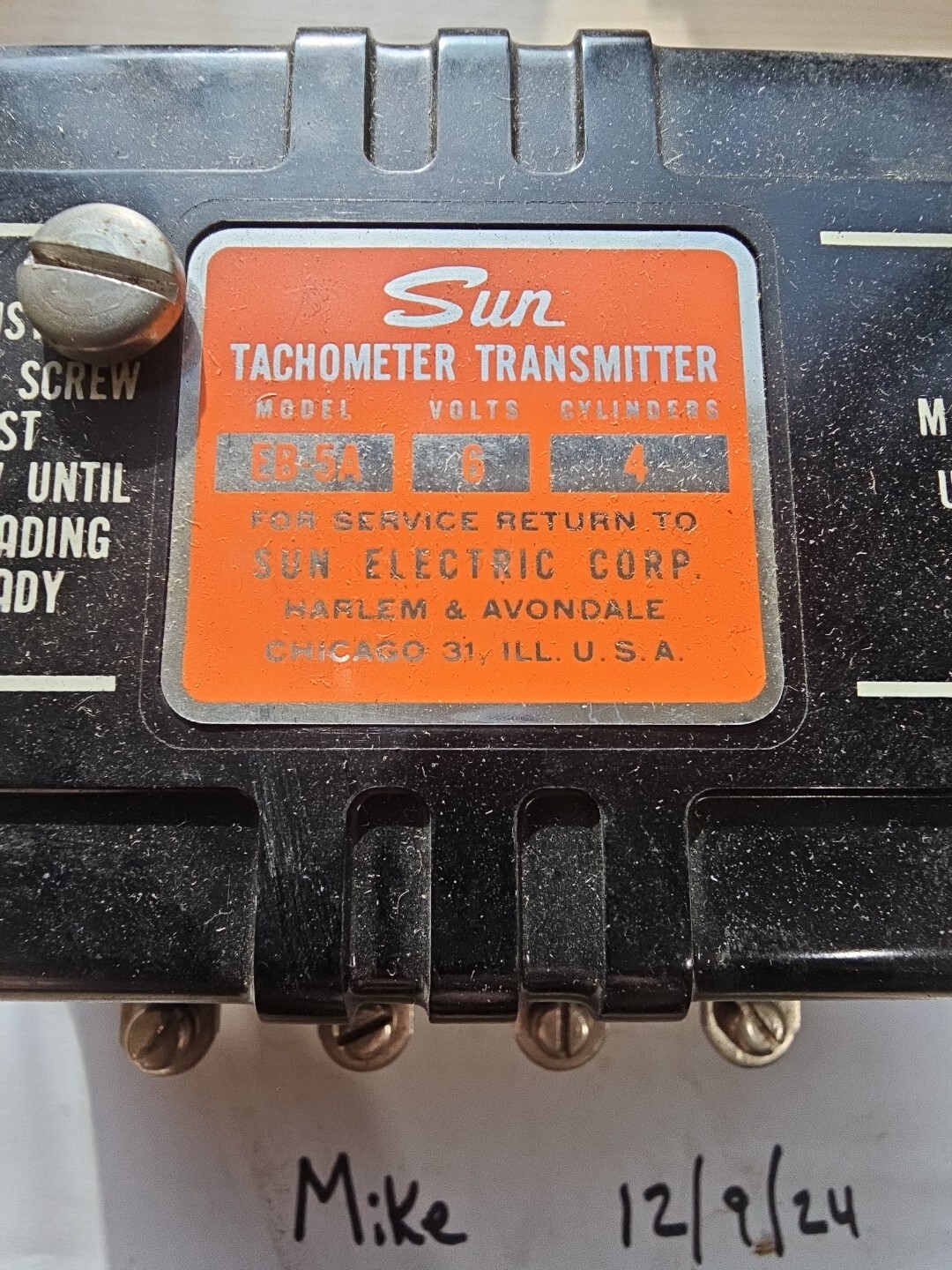 Sun Vintage Tachometer EB Transmitter - Model EB-5A 6v 4 Cylinder - Image 3