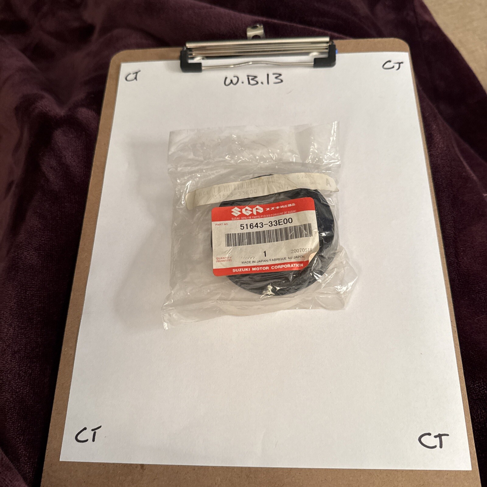 Suzuki OEM Part 51643-33E00 SEAL, STEERING UPR DUST