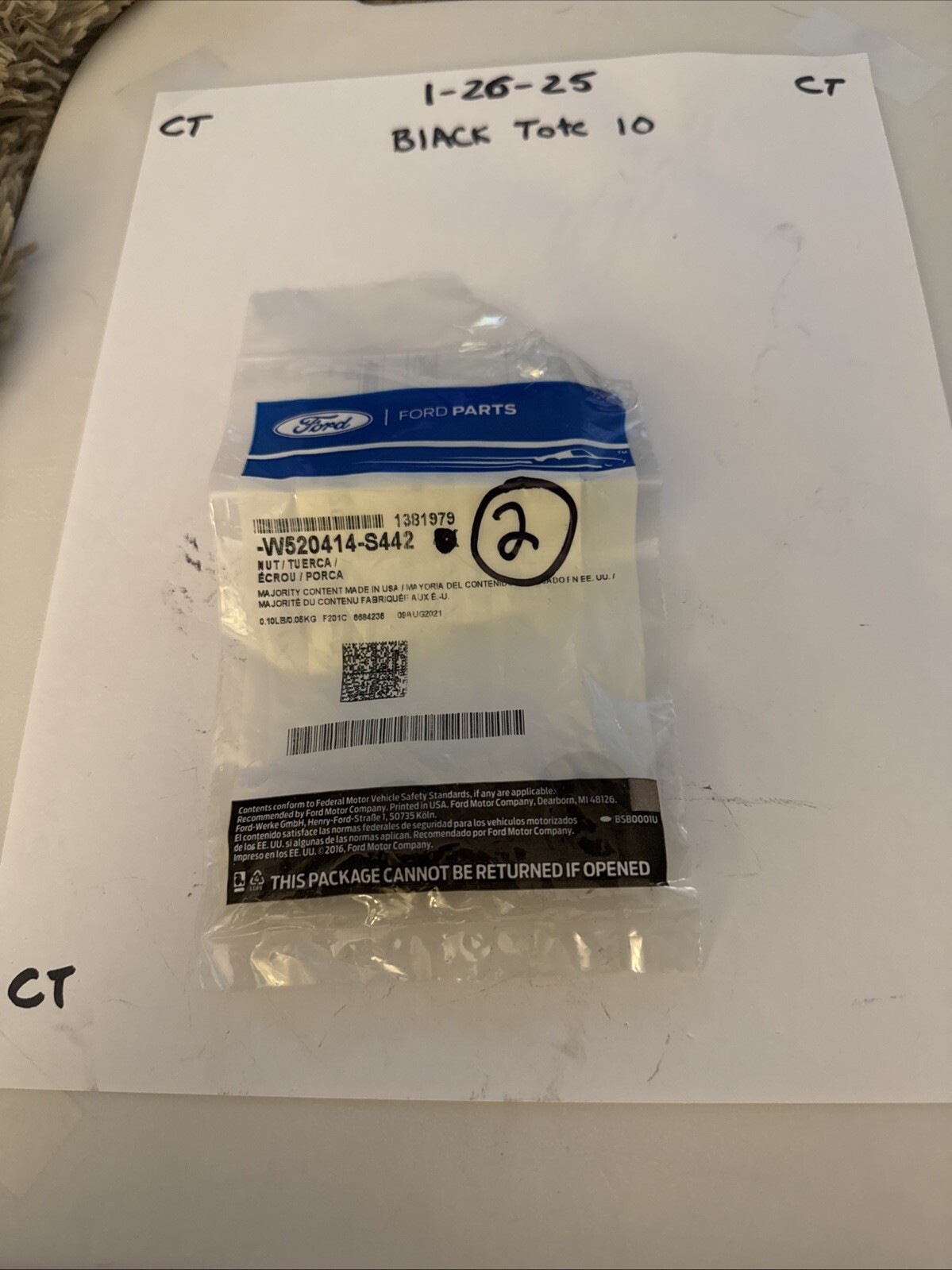 Two Genuine Ford Nuts W520414-S442