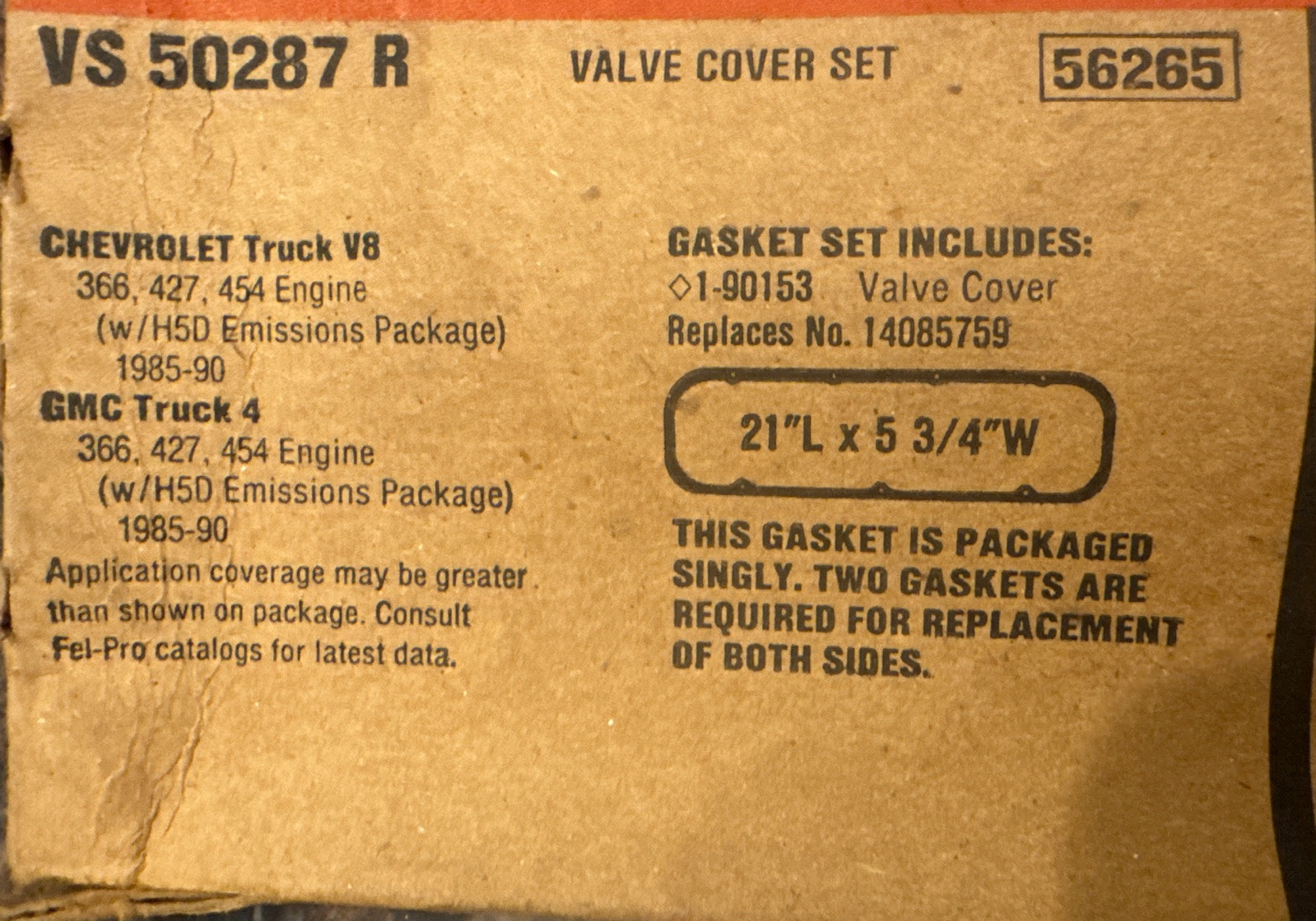 VS 50287 R Fel-Pro Engine Valve Cover Gasket Fel-Pro VS 50287 R - Image 3